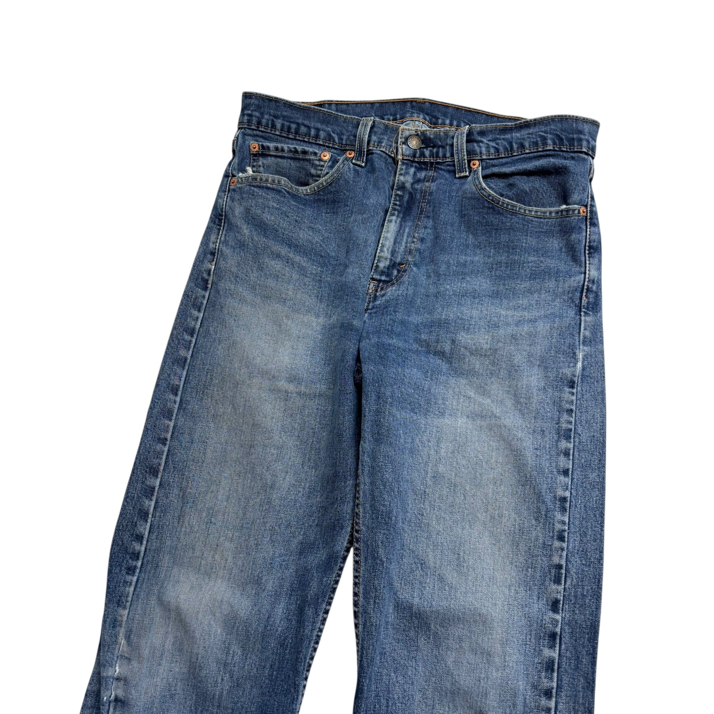 Levis 505 Jeans W34 L36 Mens Mid Blue Regular Straight Fit Stretch Denim (F)