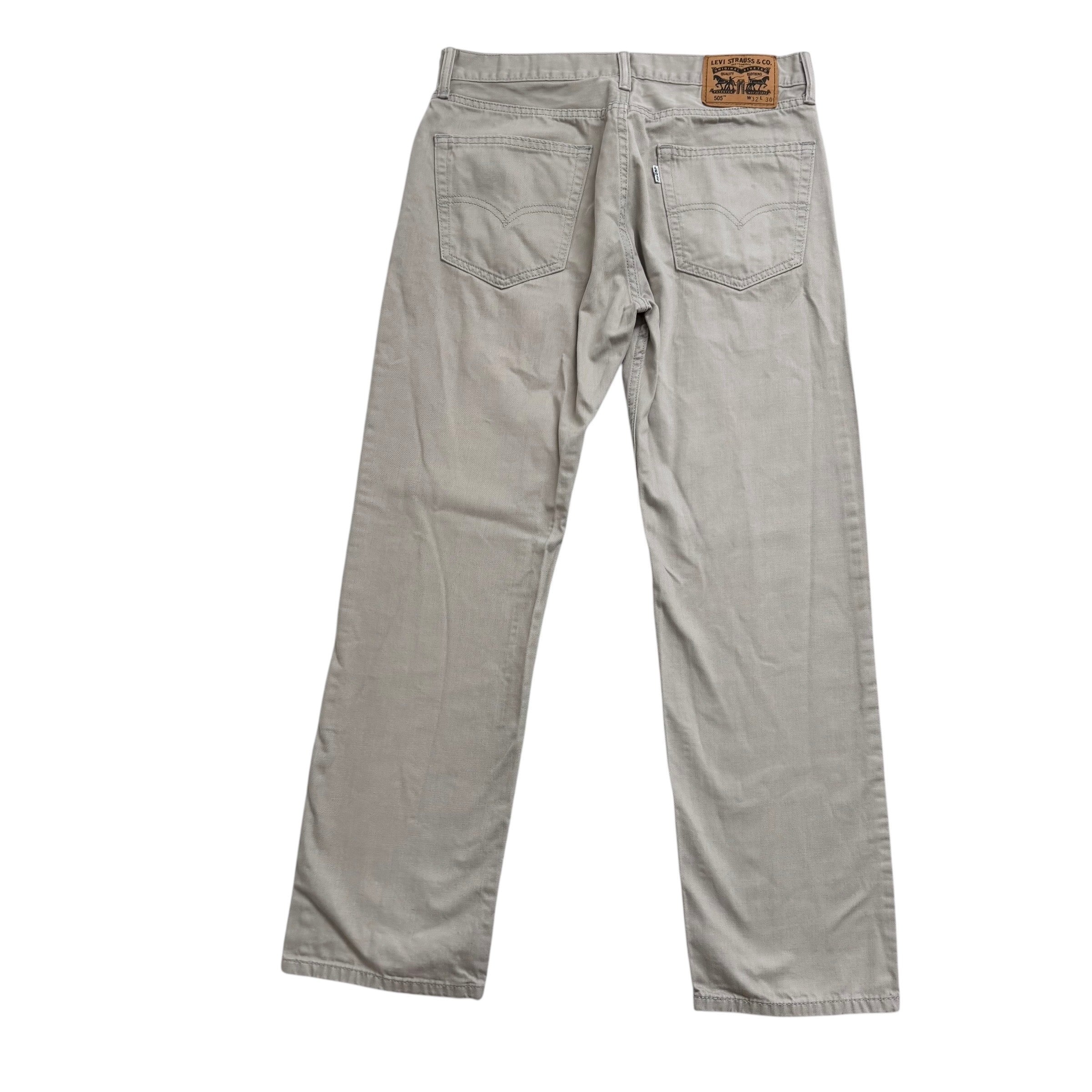 Levis 505 Trousers W32 L30 Mens Stone Regular Straight Fit Pants