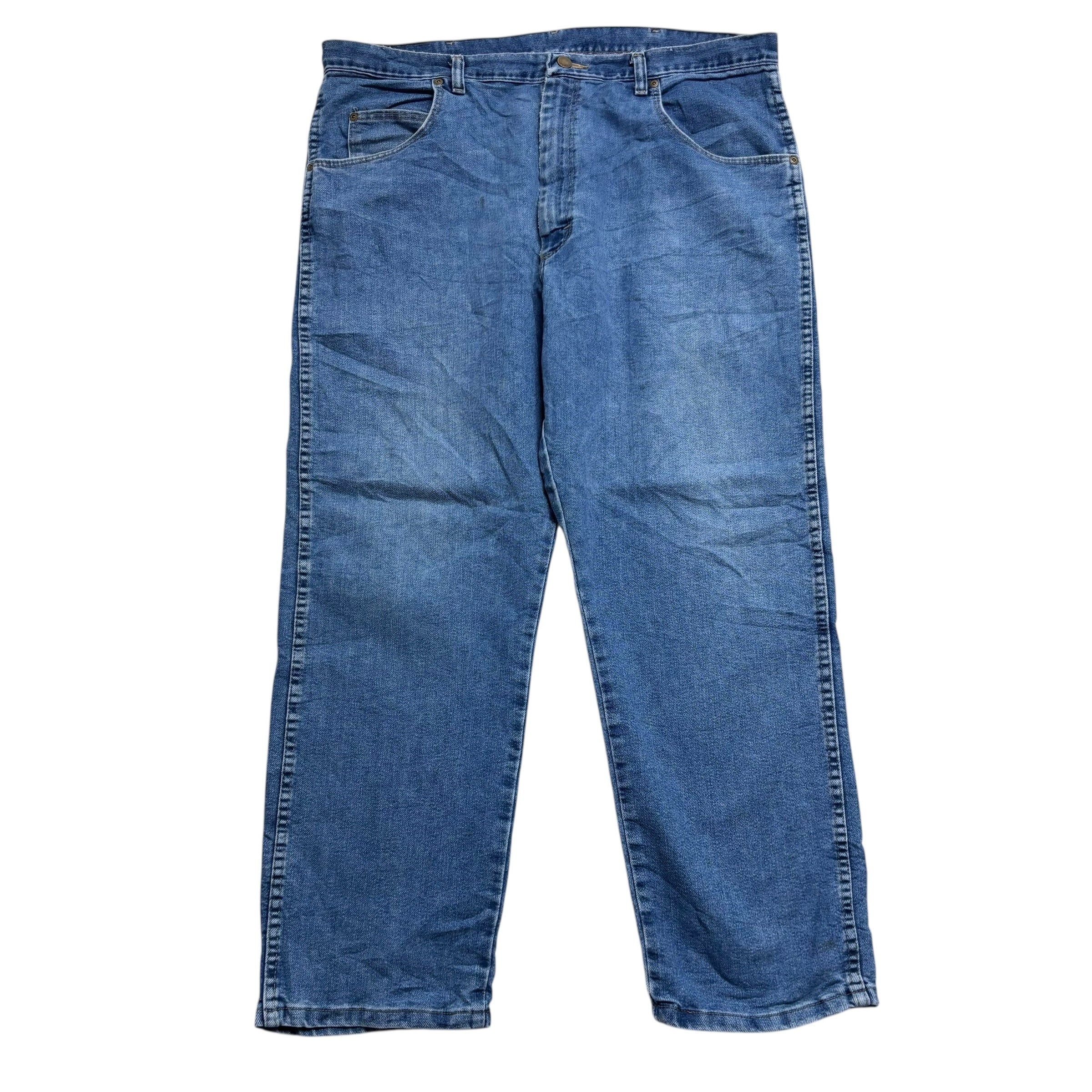 Wrangler Jeans W40 L30 Mens Mid Blue Relaxed Straight Fit Denim