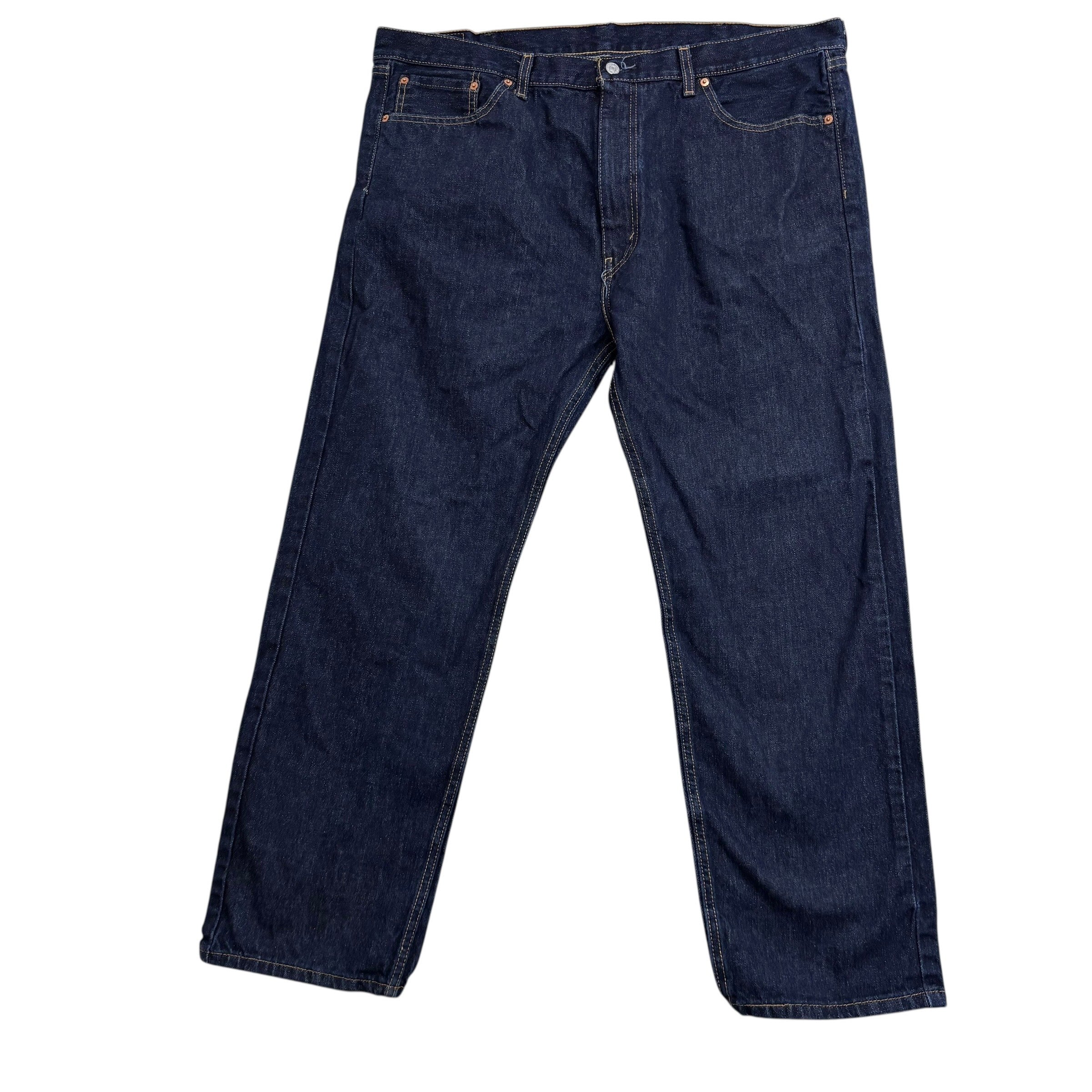 Levis 505 Jeans W42 L30 Mens Dark Blue Regular Straight Fit Denim (E)