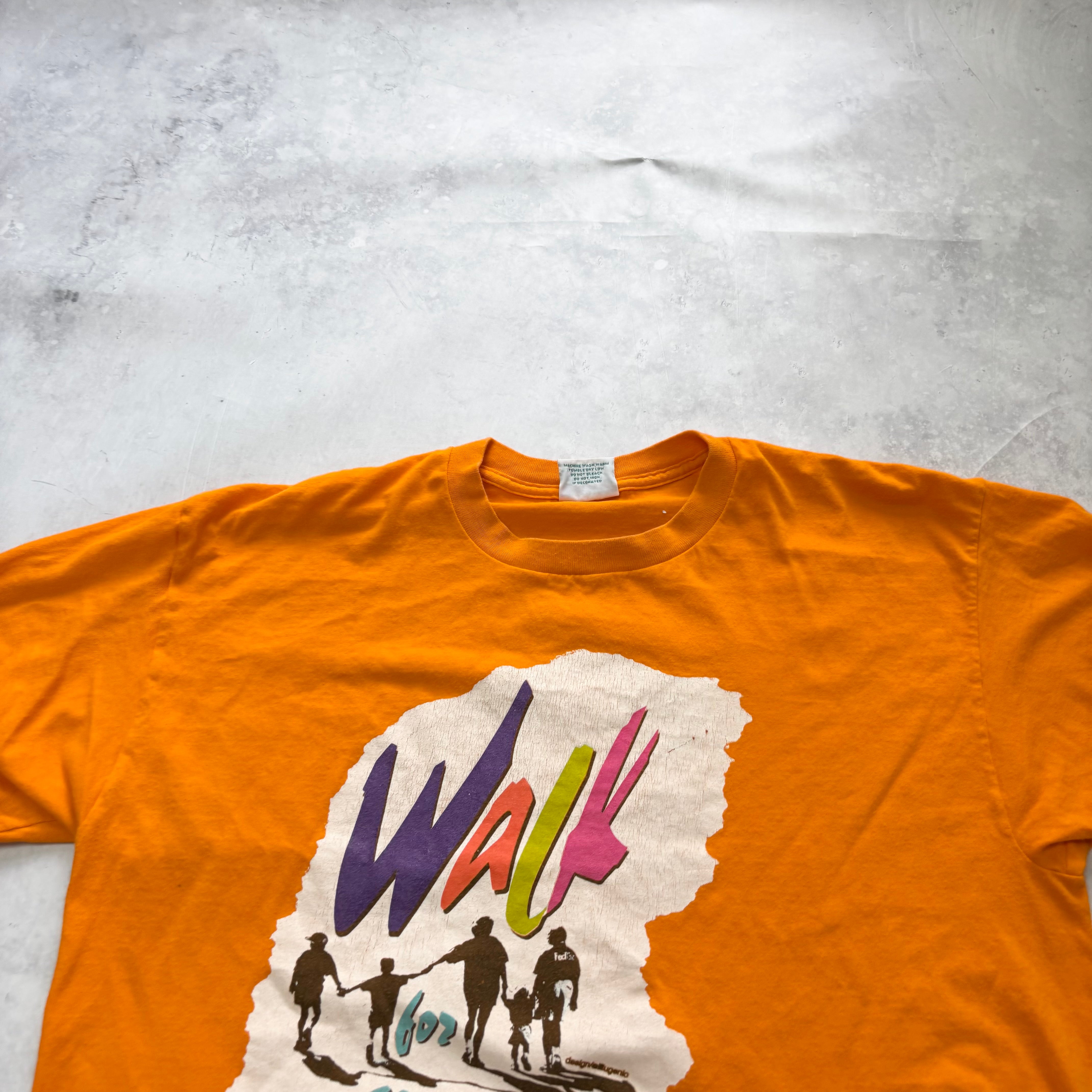 Vintage T Shirt Mens XL Orange Single Stitch Graphic Print 90s USA (E)