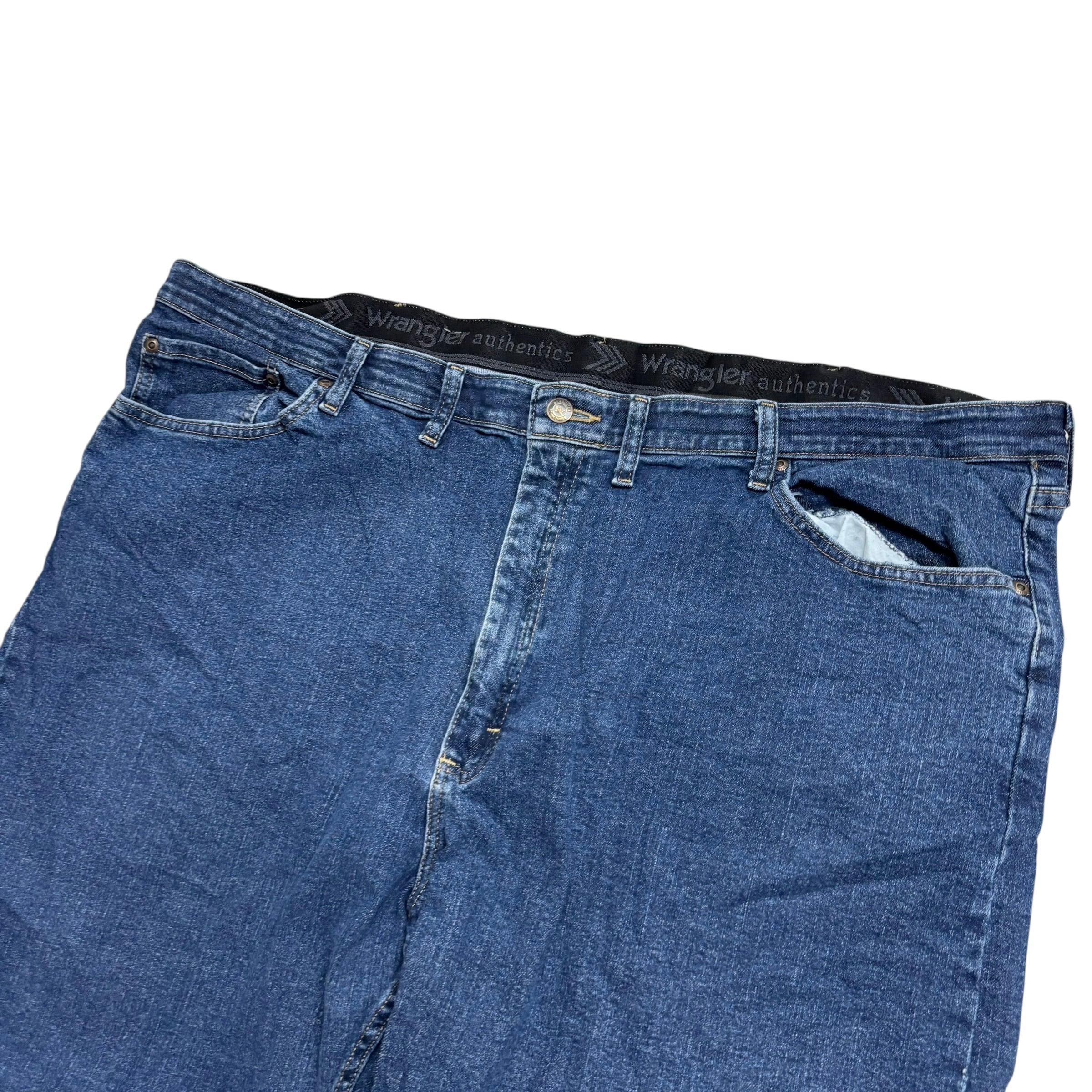 Wrangler Jeans W46 L30 Mens Mid Blue Regular Straight Fit Stretch Denim (E)