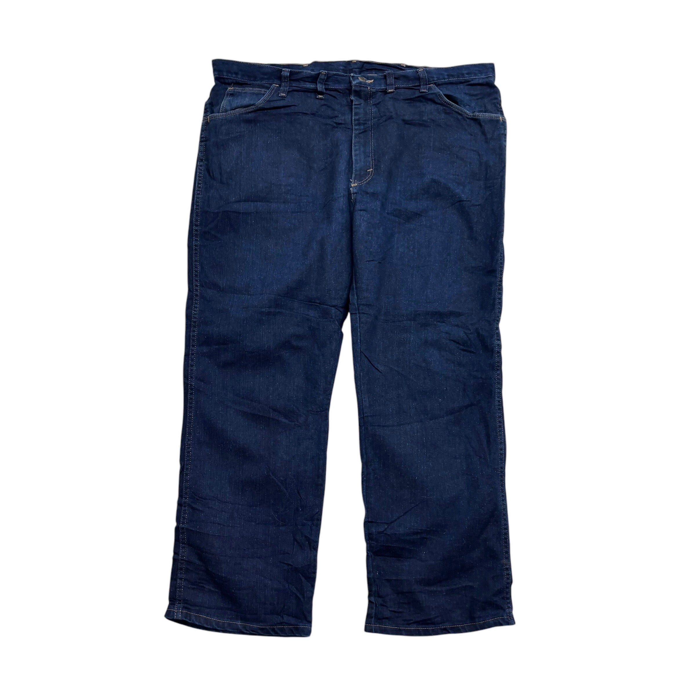 Wrangler Jeans W42 L30 Mens Dark Blue Relaxed Straight Fit Vintage Denim (E).