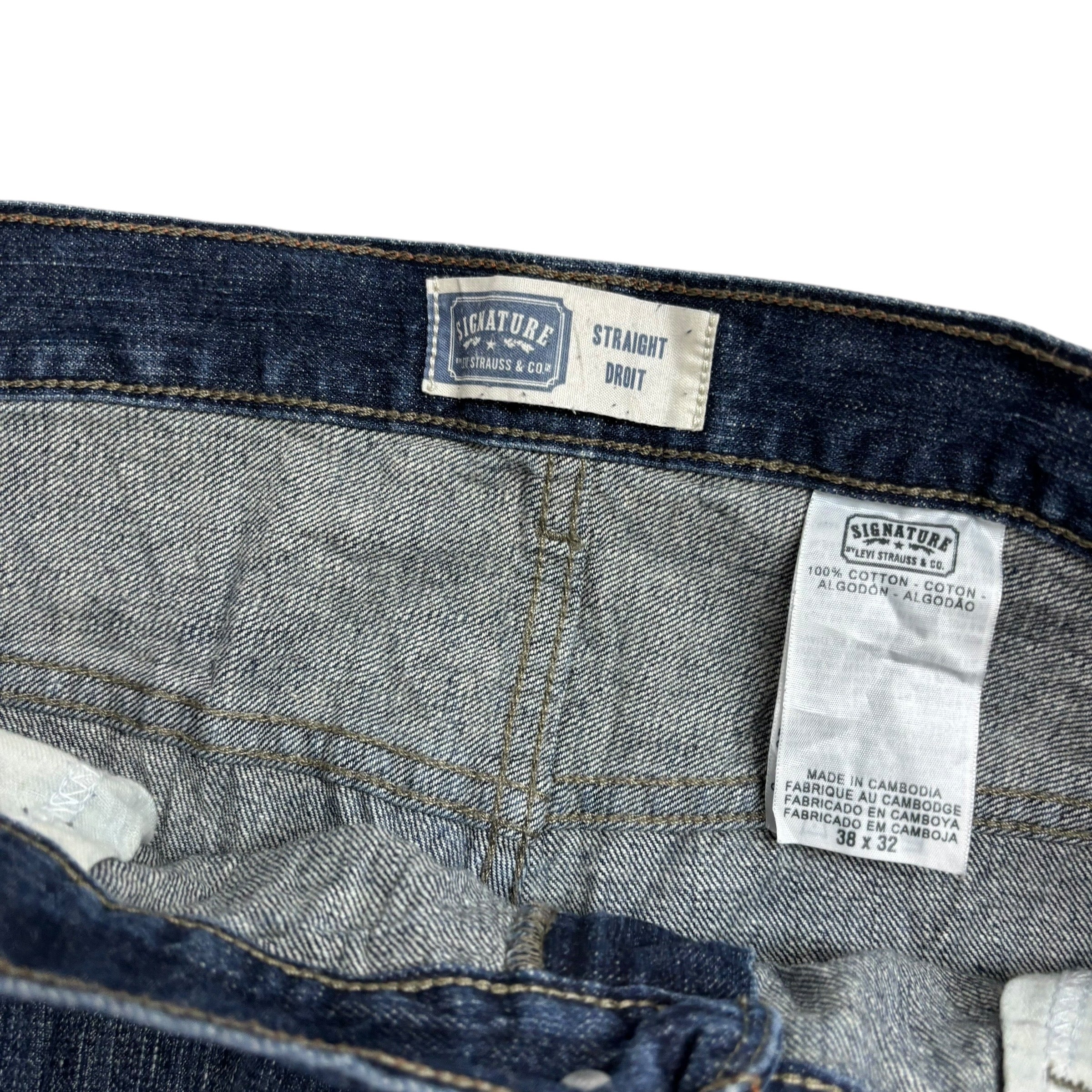 Levis Signature Jeans W38 L32 Mens Dark Blue Regular Straight Fit Vintage (E)