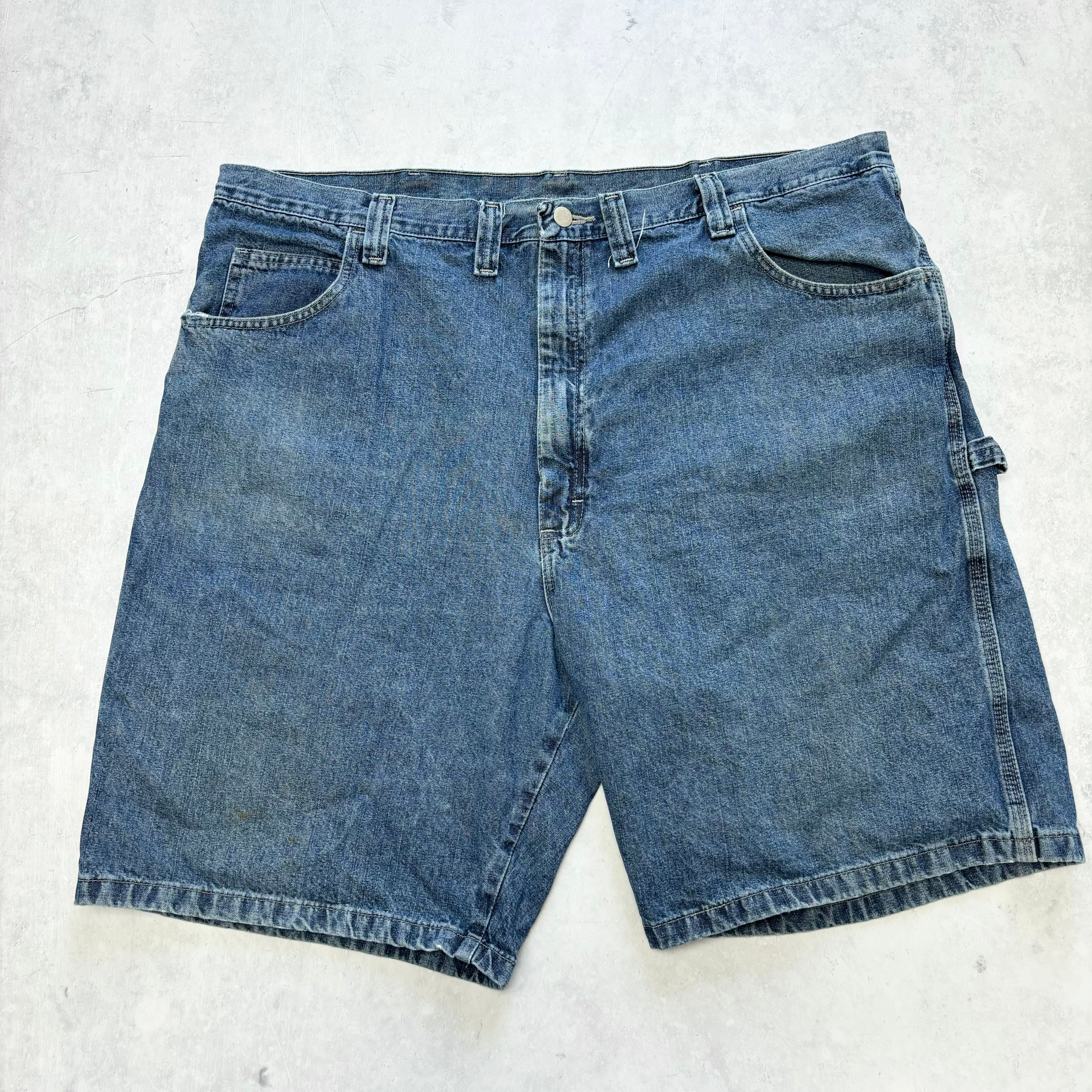 Vintage Wrangler Jorts W44 Mens Denim Shorts Mid Blue Baggy Relaxed Carpenter