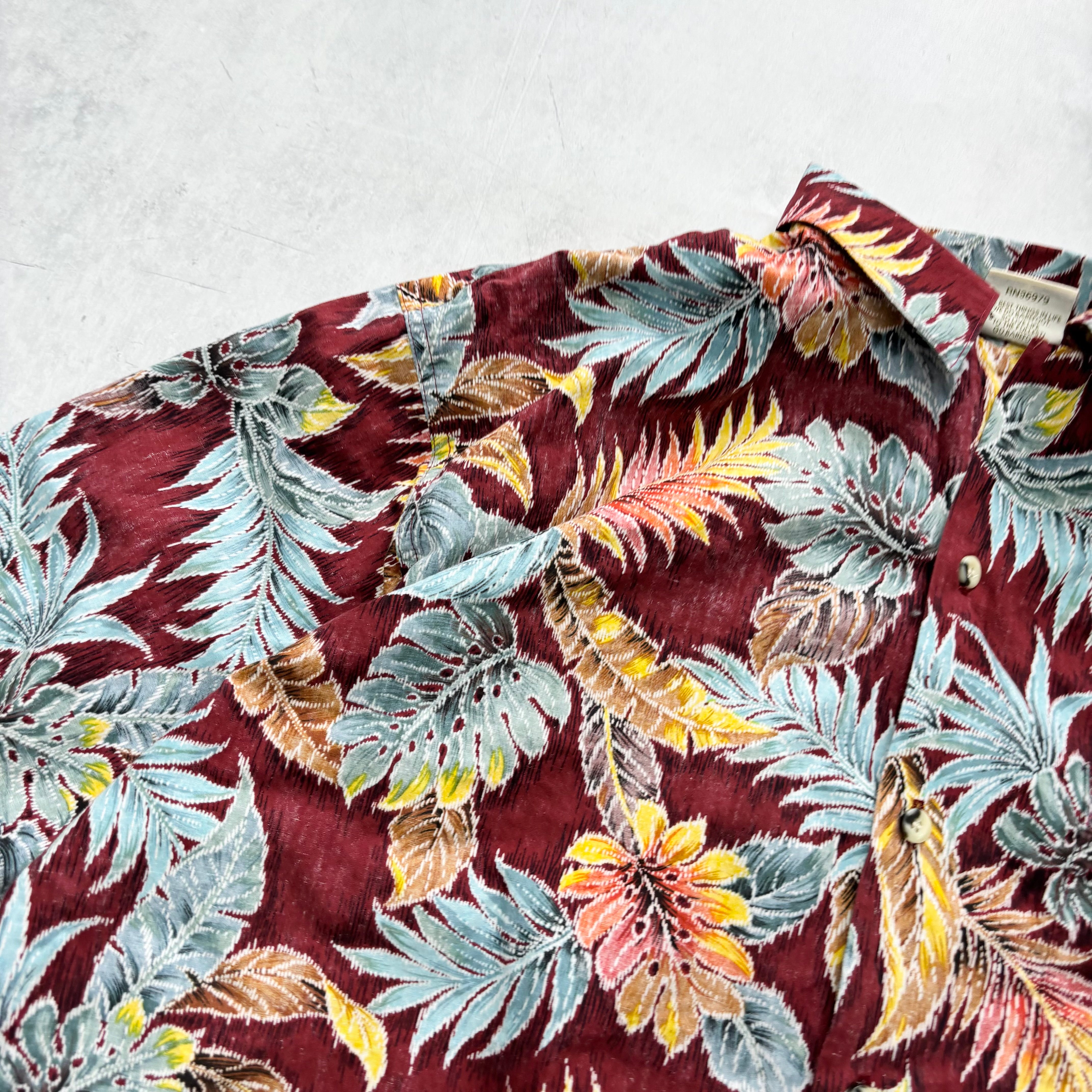 Vintage Hawaiian Shirt Mens XL Red Floral Aloha Short Sleeve Cotton (E)