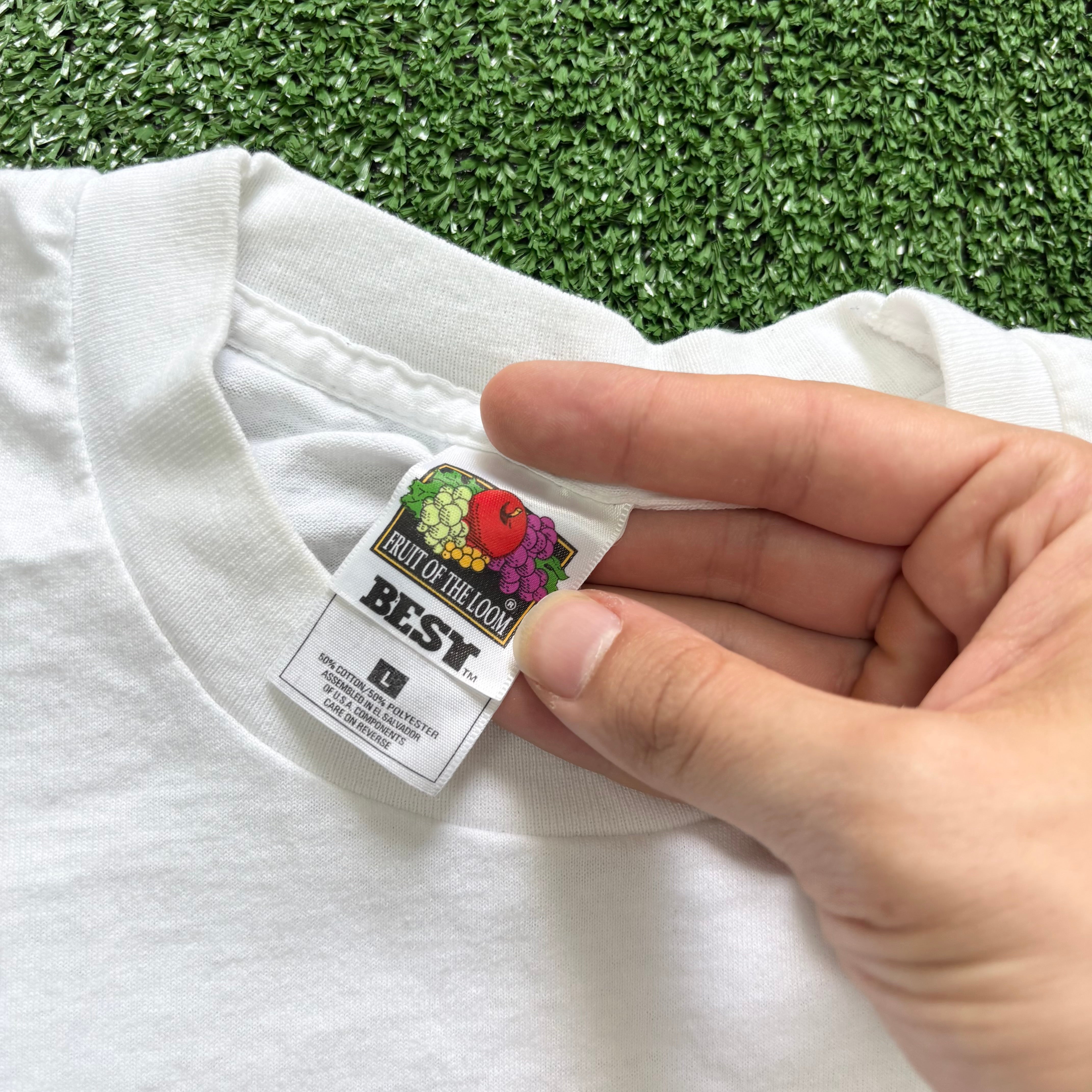 Vintage T Shirt Mens Large White Single Stitch Graphic Print 90s USA (E)