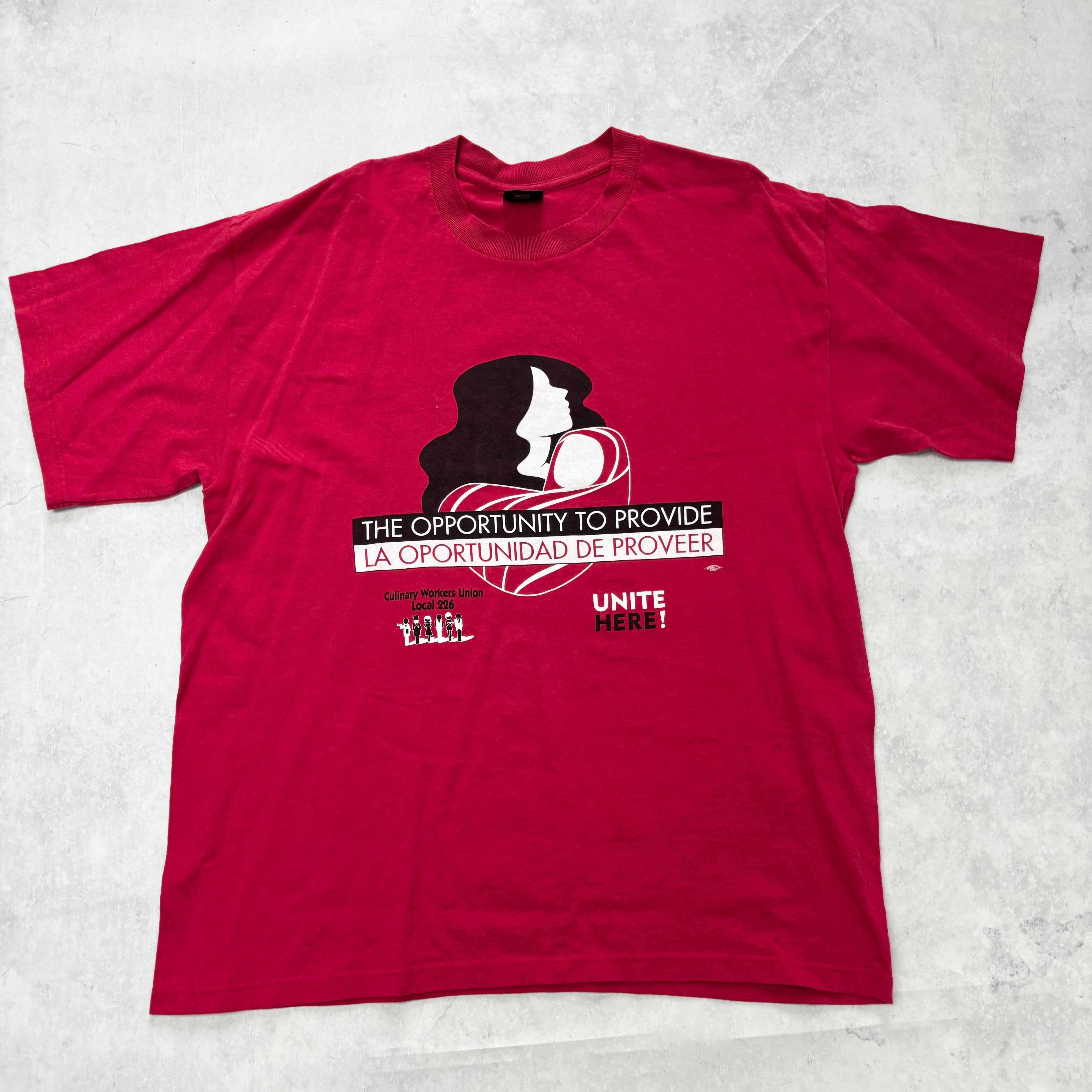 Vintage T Shirt Mens Large Red Single Stitch Graphic Print Y2K Union (E)