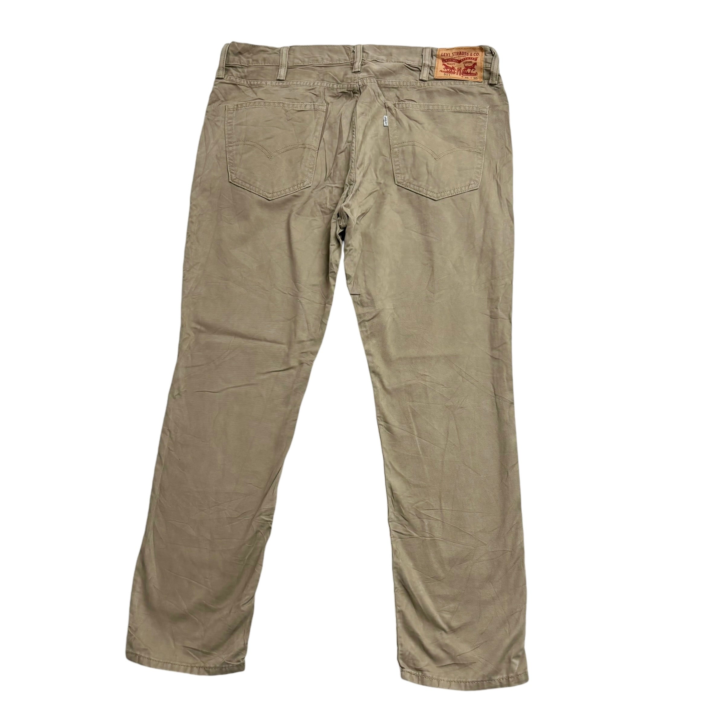 Levis 511 Trousers W38 L30 Mens Beige Tan Slim Fit Cotton Pants