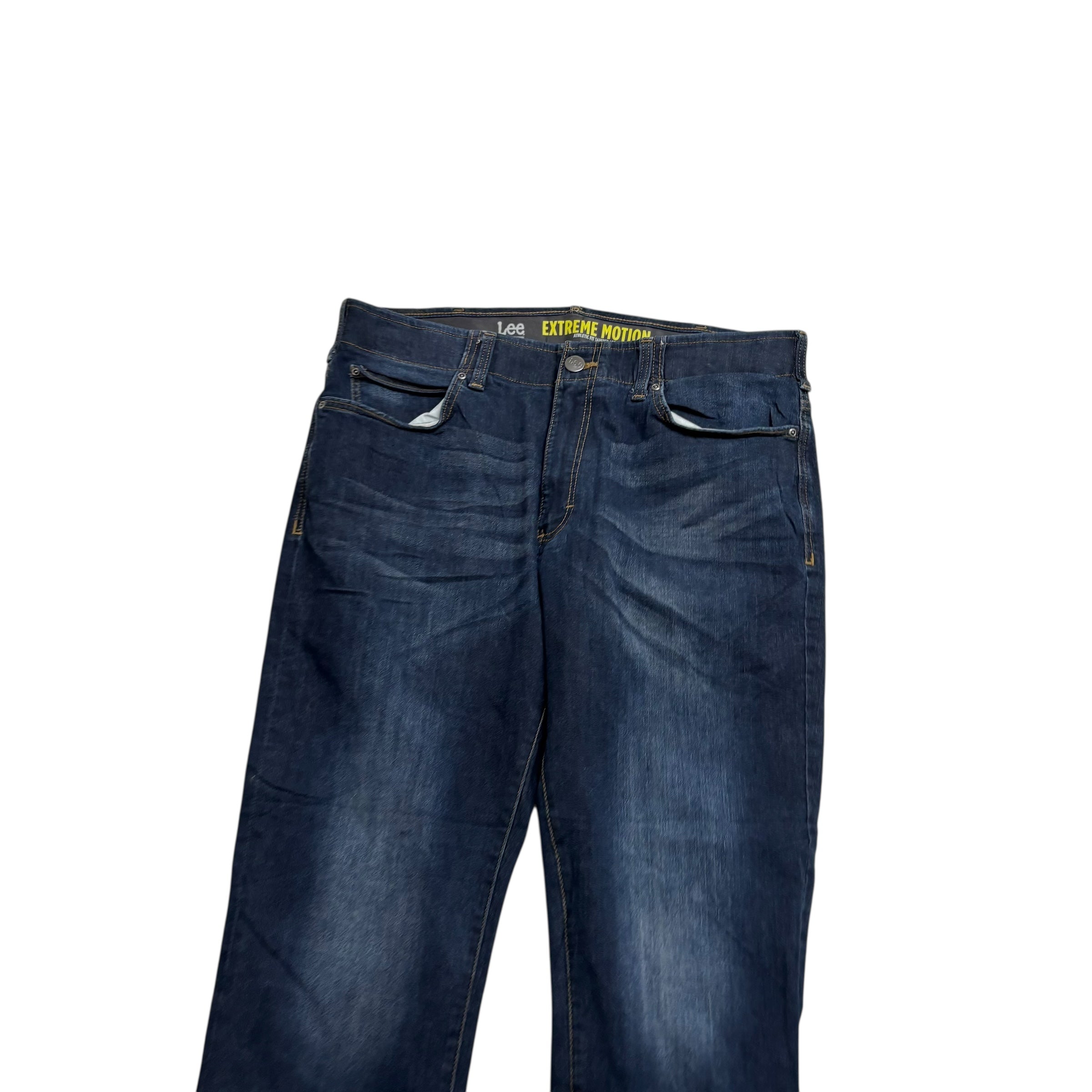 Lee Jeans W38 L30 Mens Dark Blue Athletic Tapered Fit Stretch Denim (E)