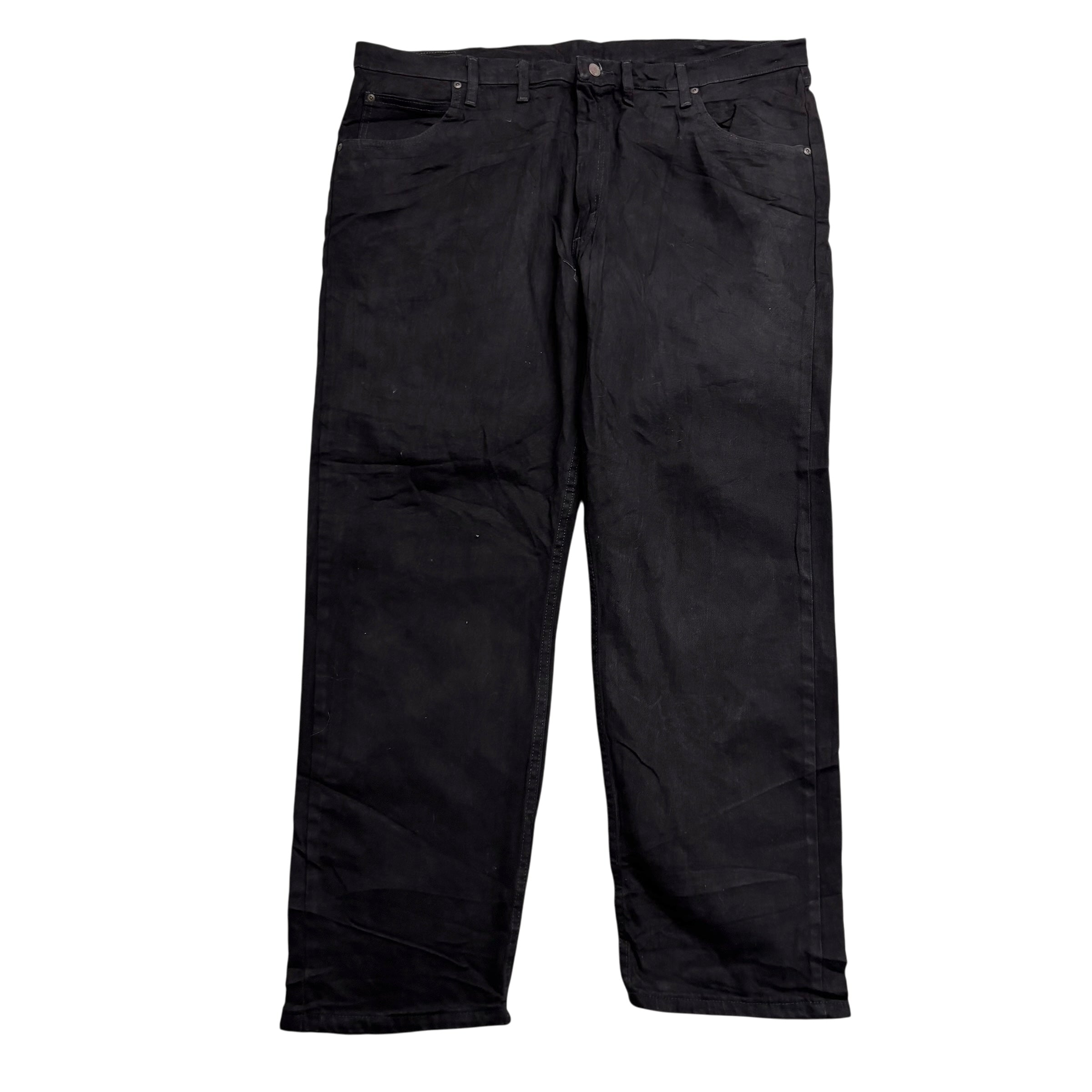 Wrangler Jeans W44 L31 Mens Black Relaxed Straight Fit Stretch Denim (E)
