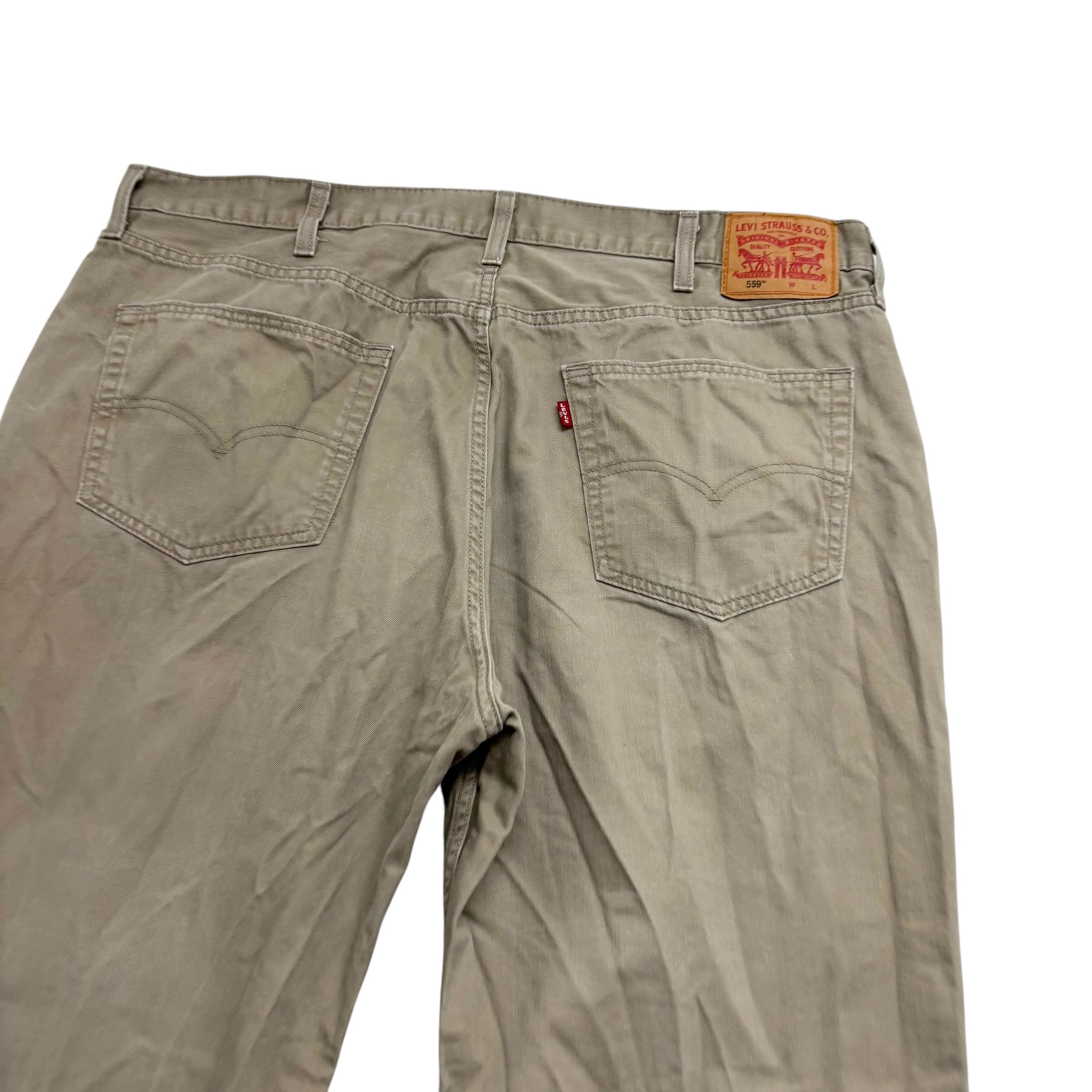 Levis 559 Trousers W42 L32 Mens Beige Baggy Relaxed Straight Fit Pants (E)