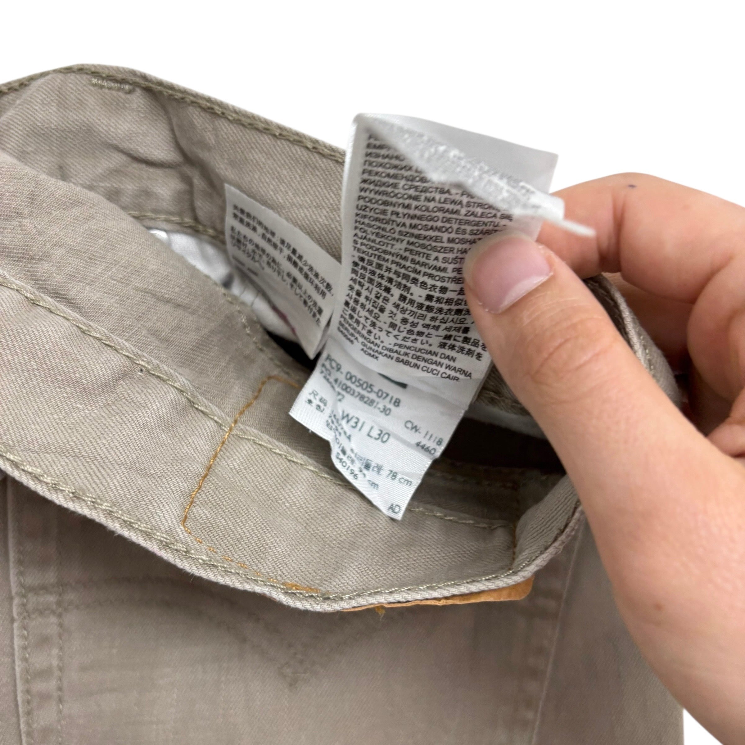 Levis 505 Trousers W31 L30 Mens Beige Regular Straight Fit Cotton Pants (E)