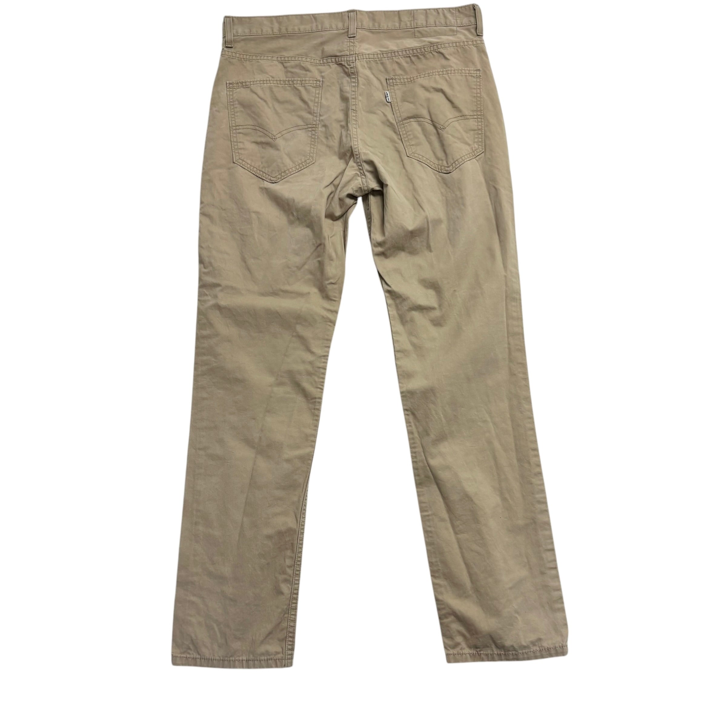 Levis Trousers W34 L32 Mens Beige Regular Tapered Fit Cotton Pants