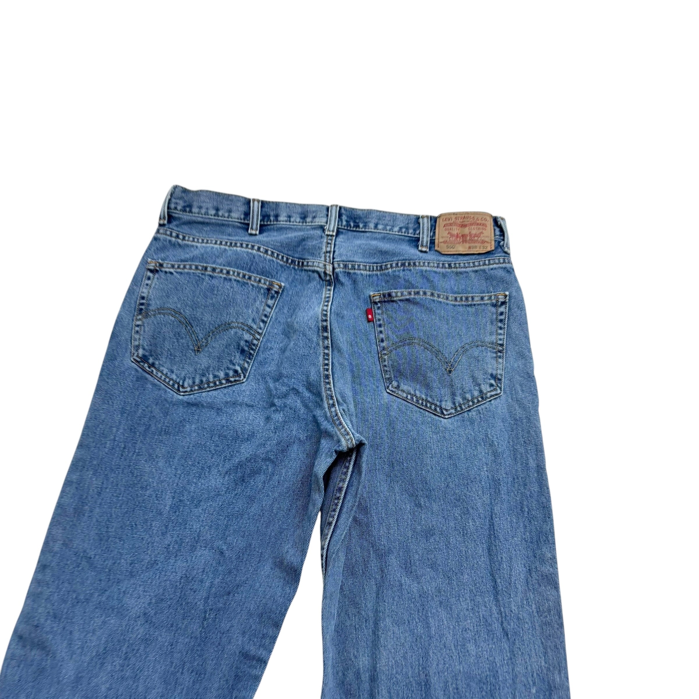 Levis 550 Jeans W38 L32 Mens Mid Blue Relaxed Straight Fit Vintage Denim (E)