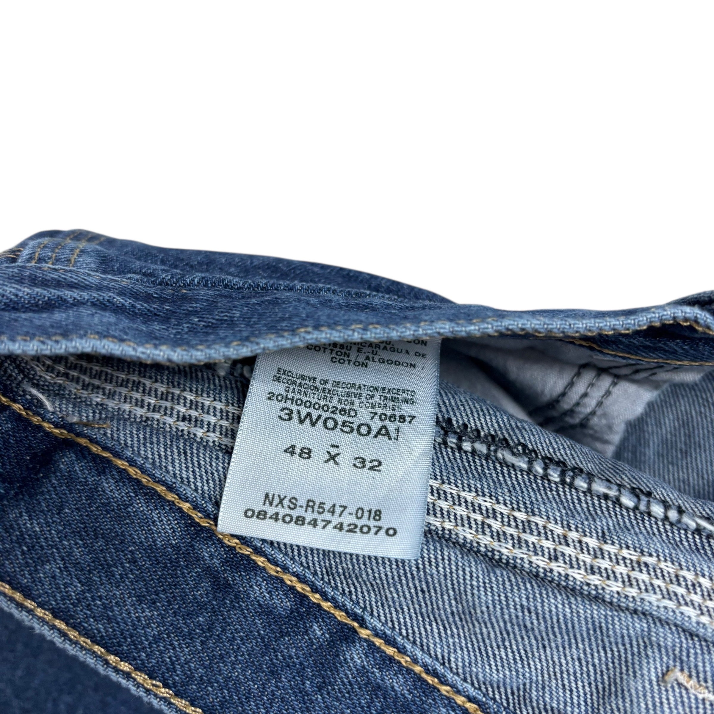 Wrangler Jeans W48 L32 Mens Mid Blue Relaxed Straight Fit Baggy Denim (E)