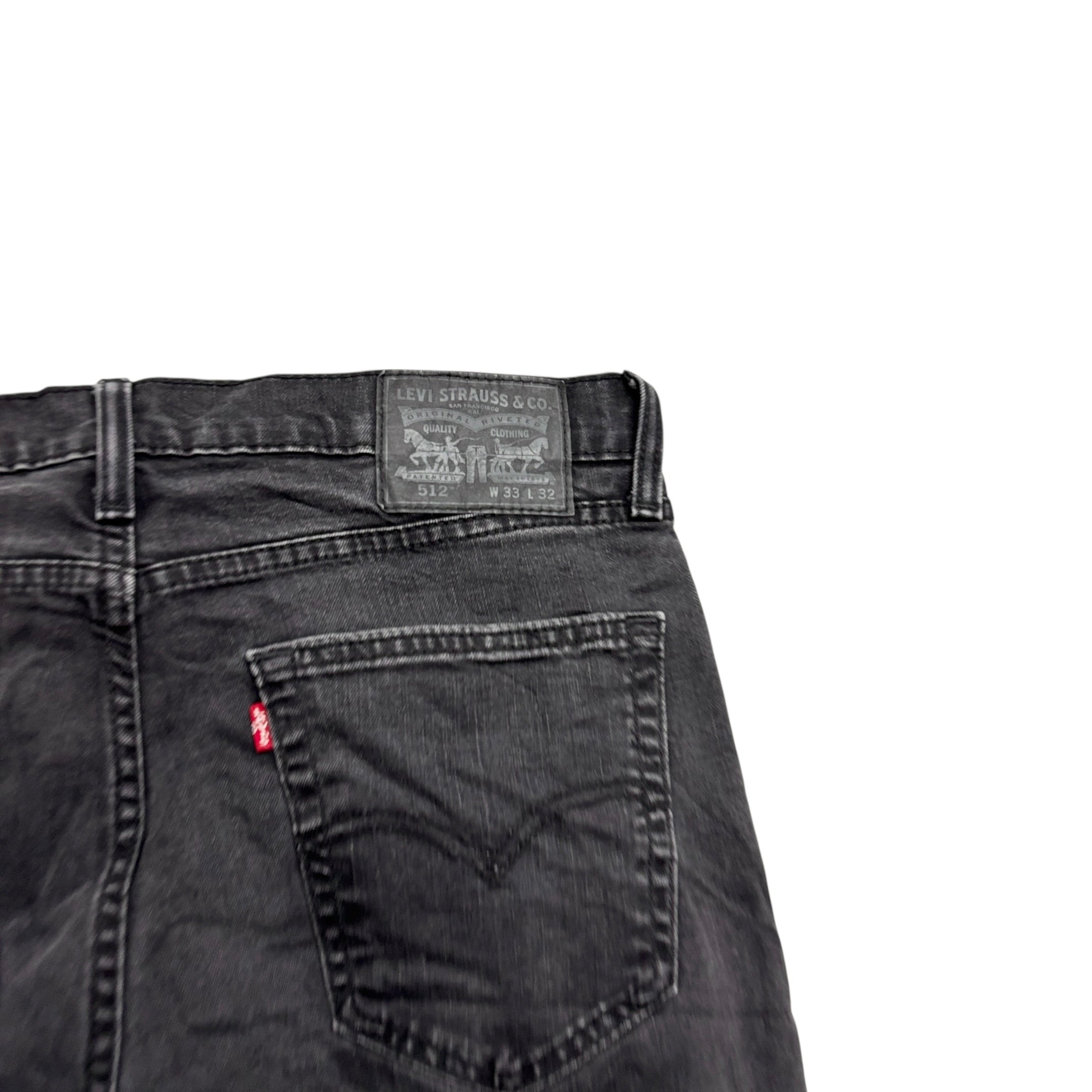 Levis 512 Jeans W33 L31 Mens Black Slim Tapered Fit Stretch Denim (E)