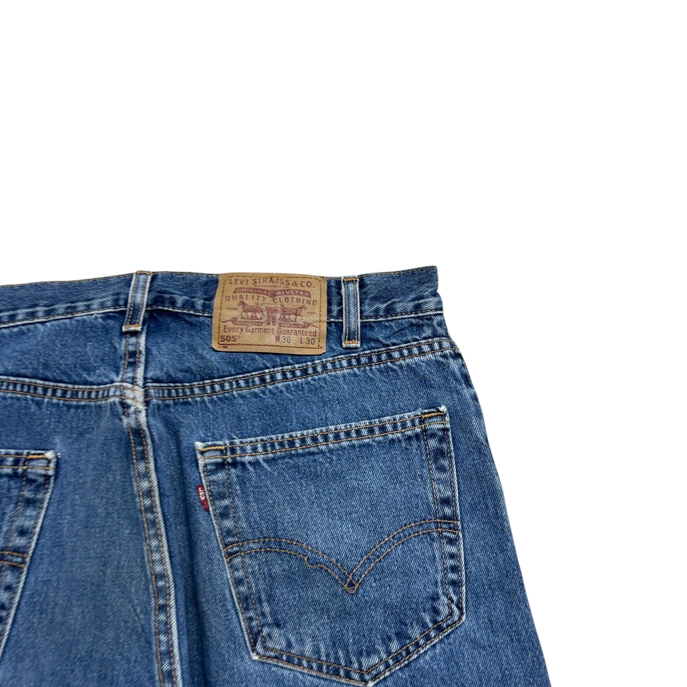 Levis 505 Jeans W35 L30 Mens Mid Blue Regular Straight USA Made Vintage Denim