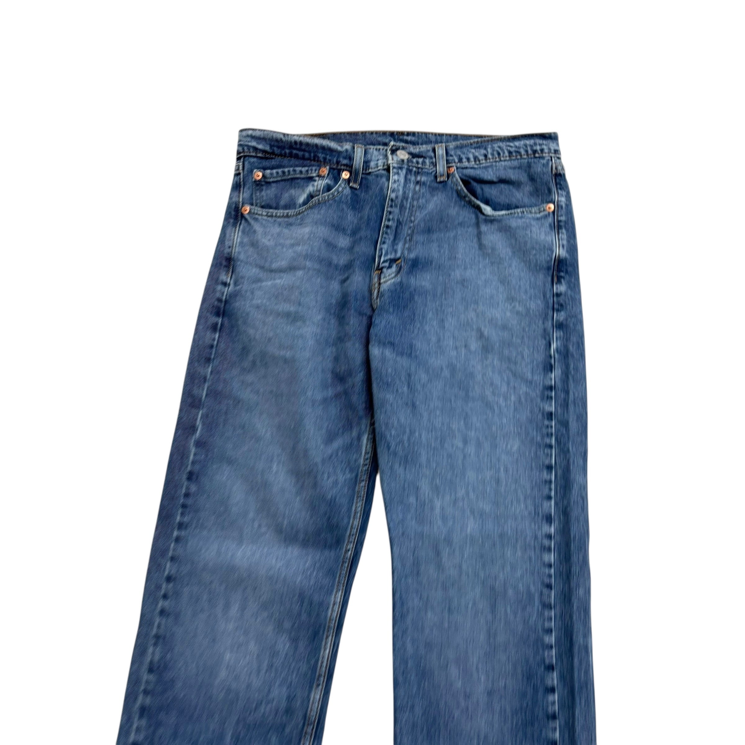 Levis 505 Jeans W33 L34 Mens Mid Blue Regular Straight Fit Stretch Denim (E)