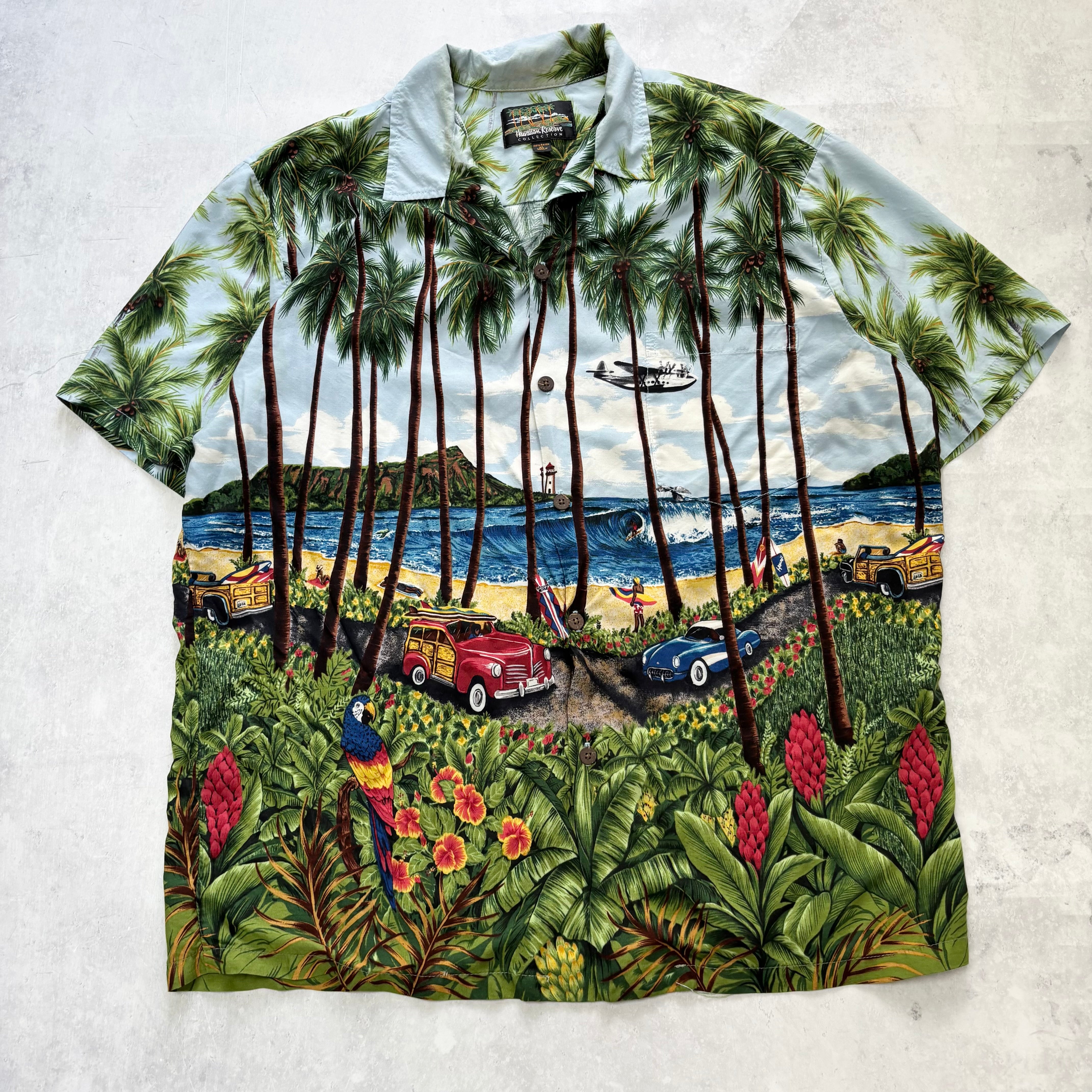 Vintage Hawaiian Shirt Mens XL Multicoloured Floral Aloha Short Sleeve Rayon (E)