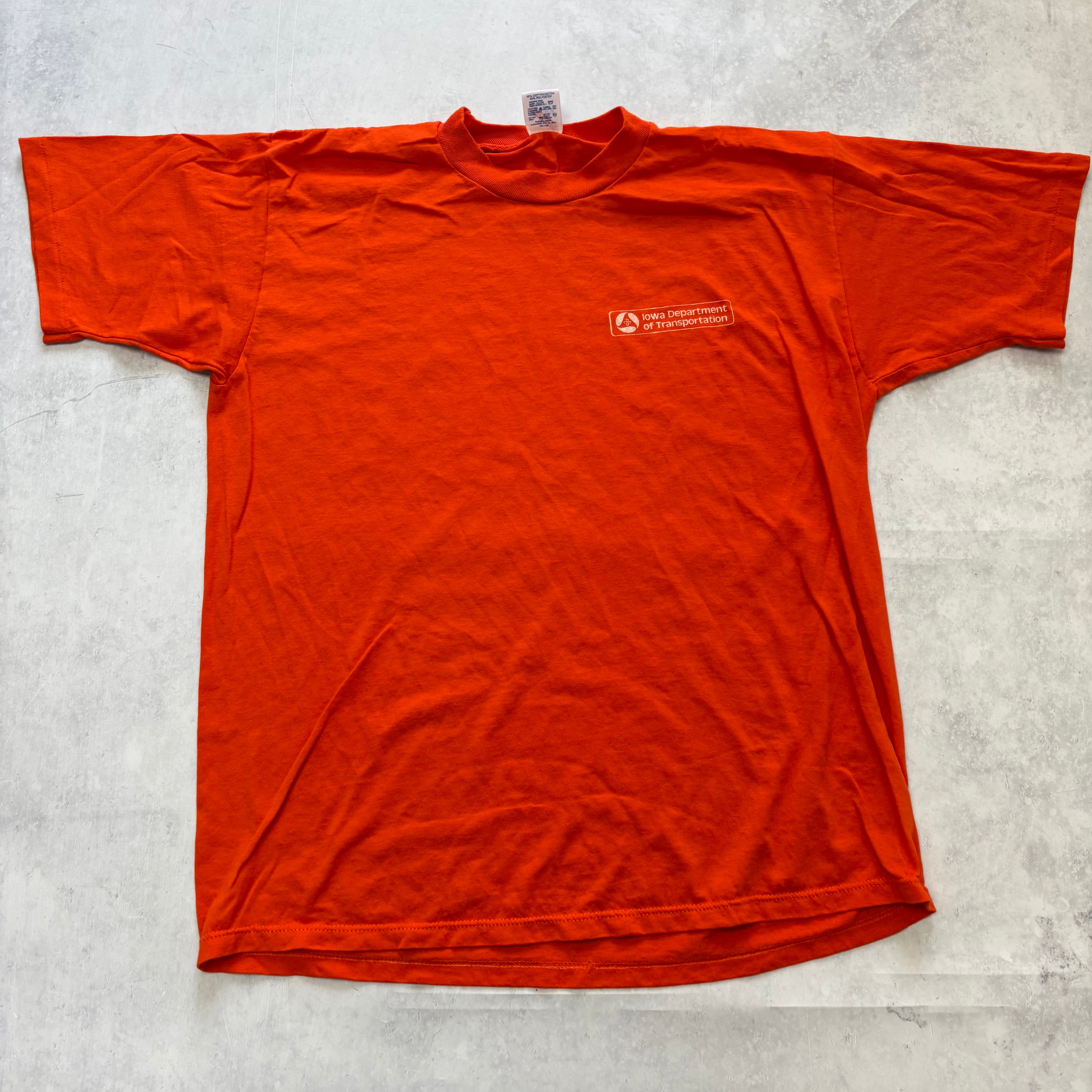 Vintage T Shirt Mens Large Orange Single Stitch Graphic Print 90s USA (E)