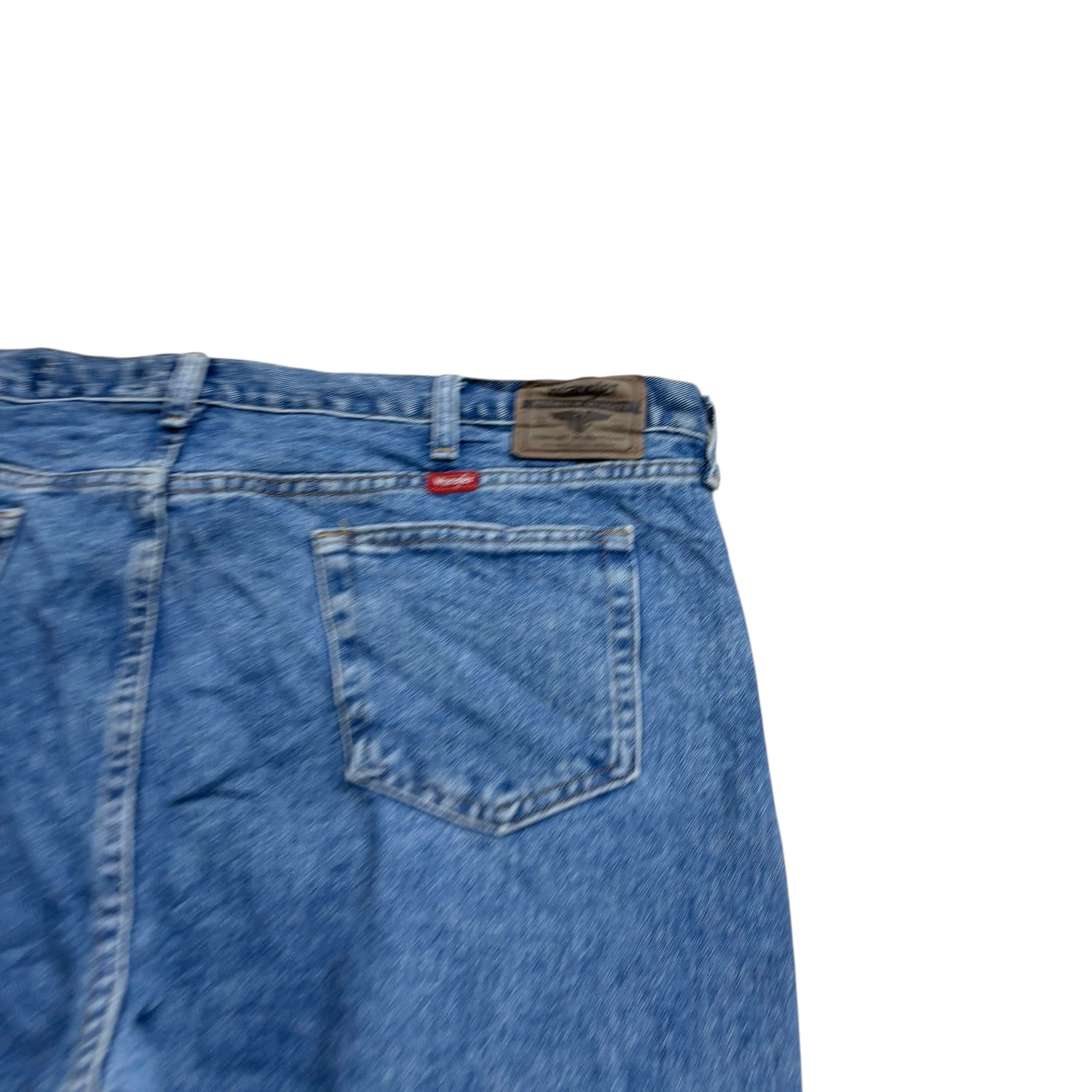 Wrangler Jeans W46 L30 Mens Mid Blue Relaxed Straight Fit Denim (E)
