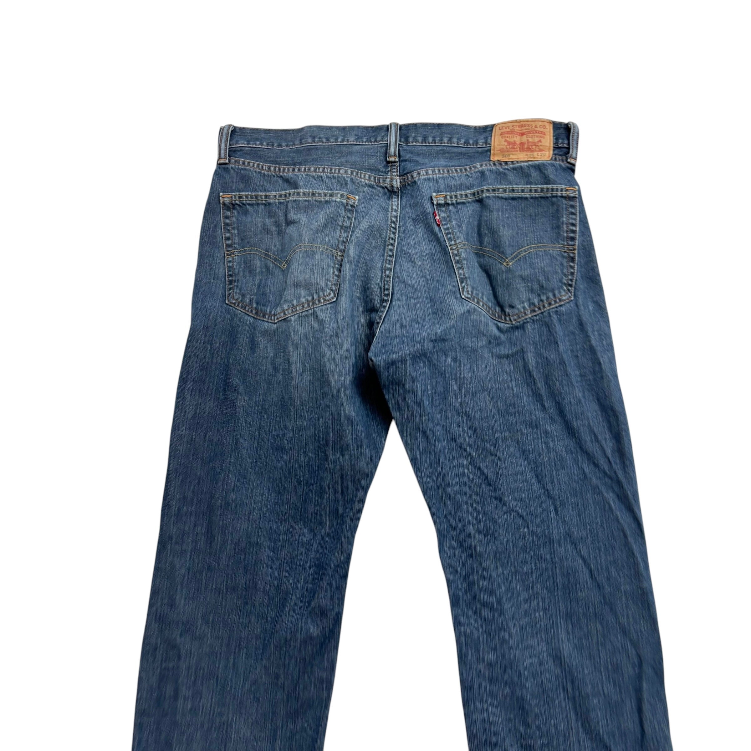 Levis 505 Jeans W36 L30 Mens Dark Blue Regular Straight Fit Vintage Denim