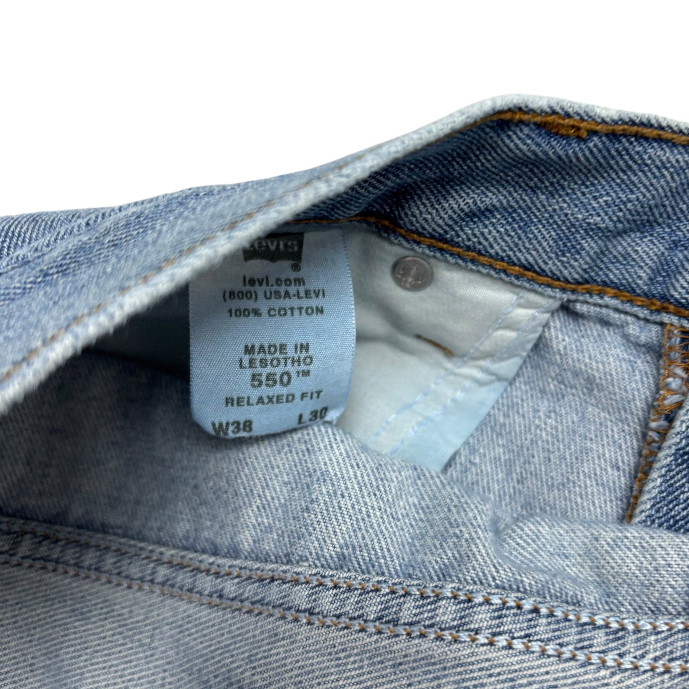 Levis 550 Jeans W38 L30 Mens Light Blue Baggy Relaxed Straight Vintage Denim (F)