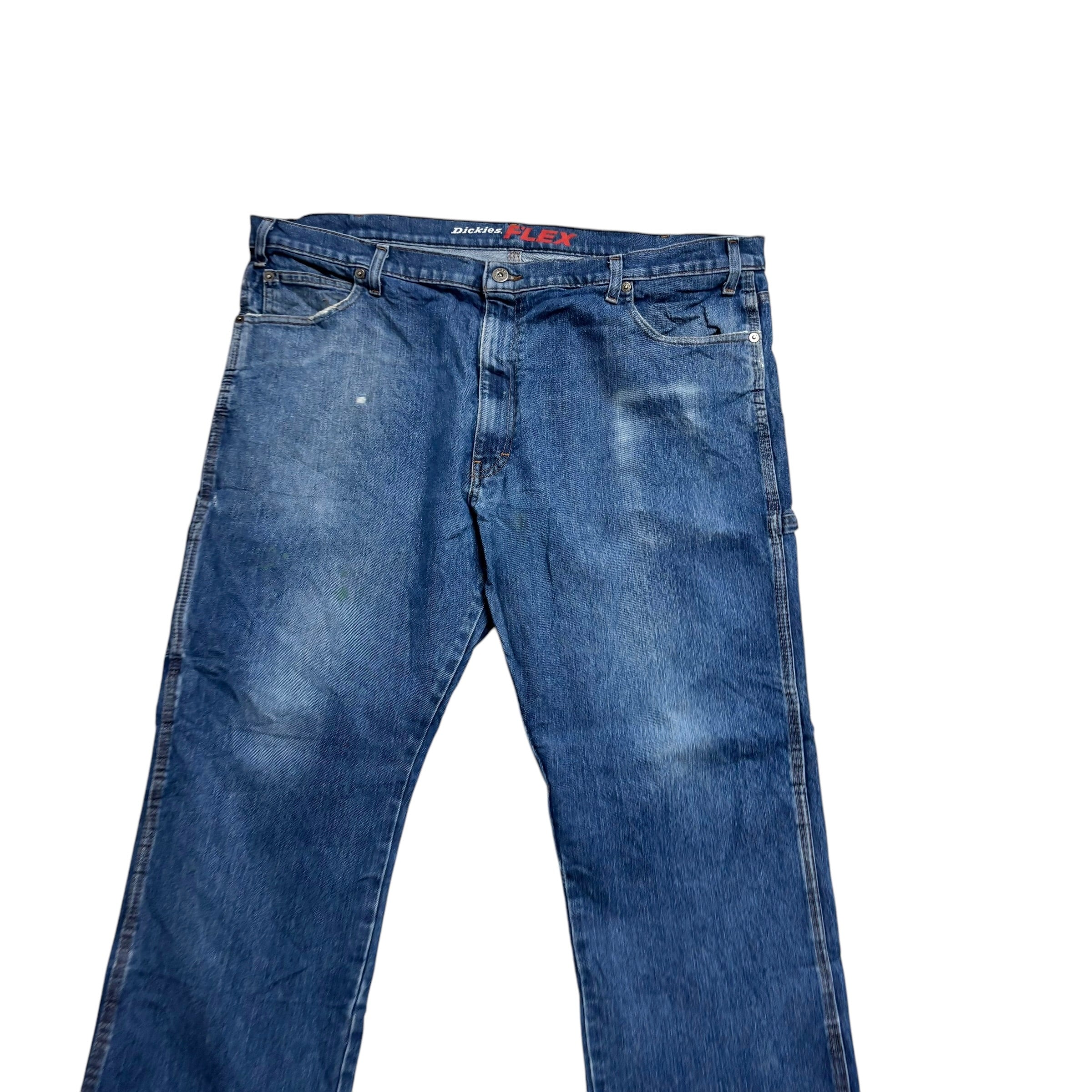 Dickies Carpenter Jeans W40 L30 Mens Mid Blue Relaxed Straight Fit Stretch Pants