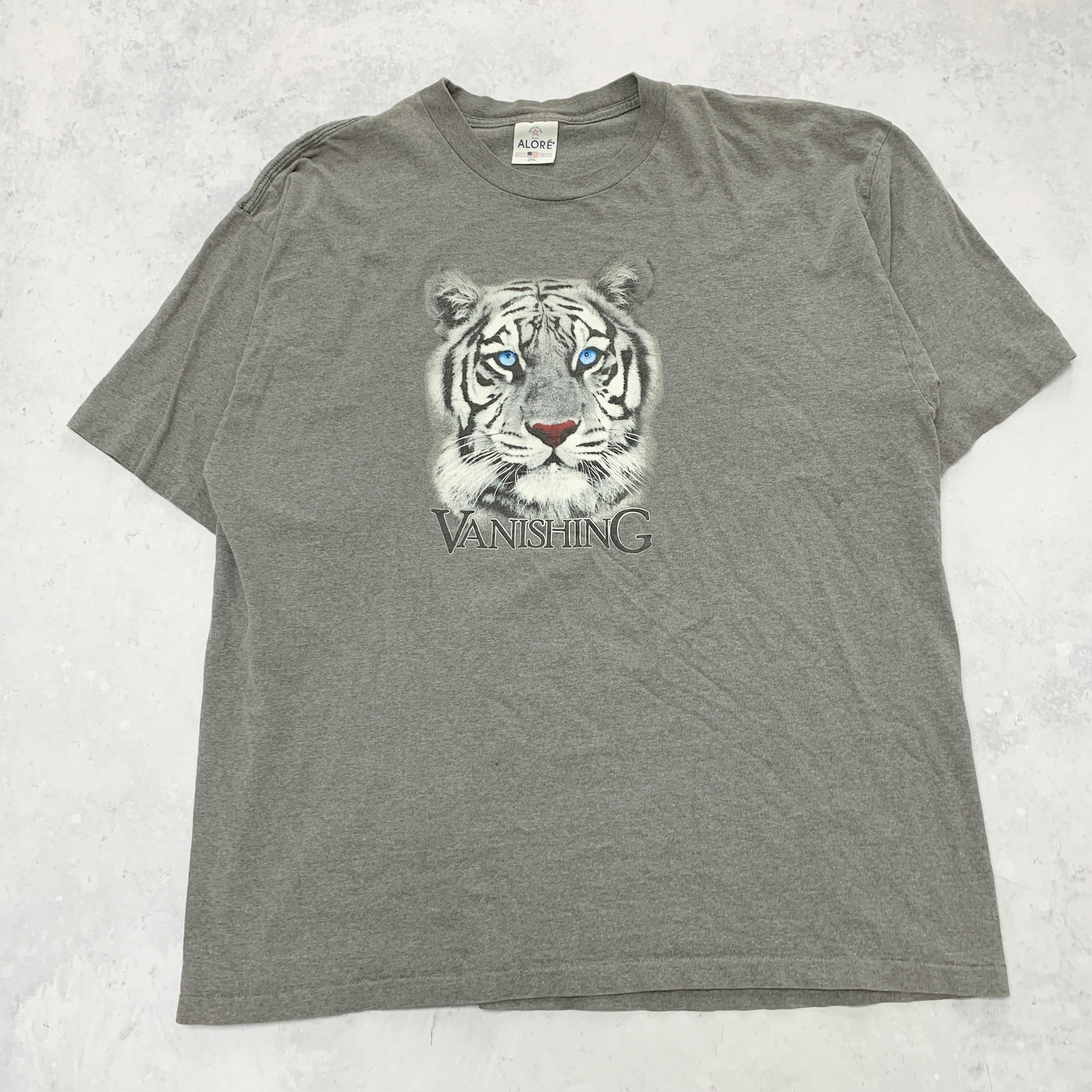 Vintage T Shirt Mens XXL Grey Single Stitch Graphic Print 90s Tiger Nature