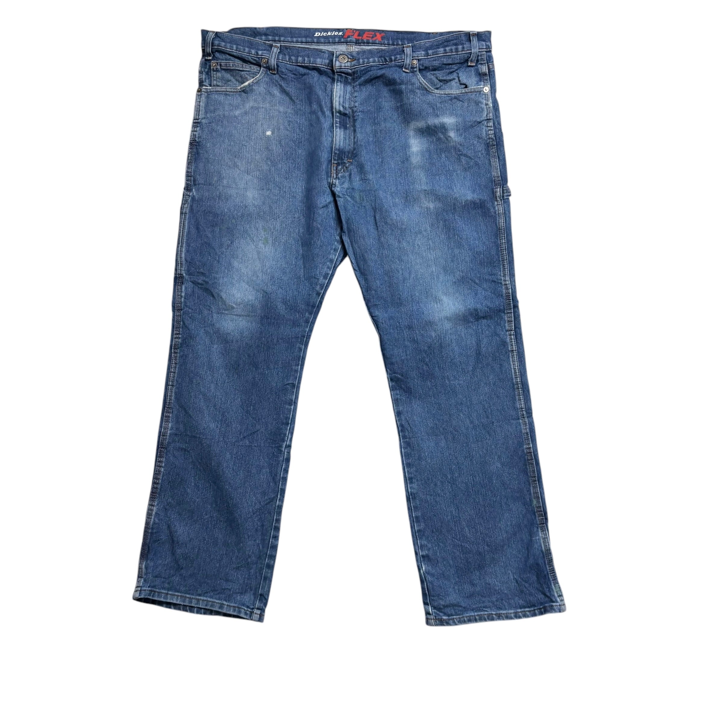 Dickies Carpenter Jeans W40 L30 Mens Mid Blue Relaxed Straight Fit Stretch Pants