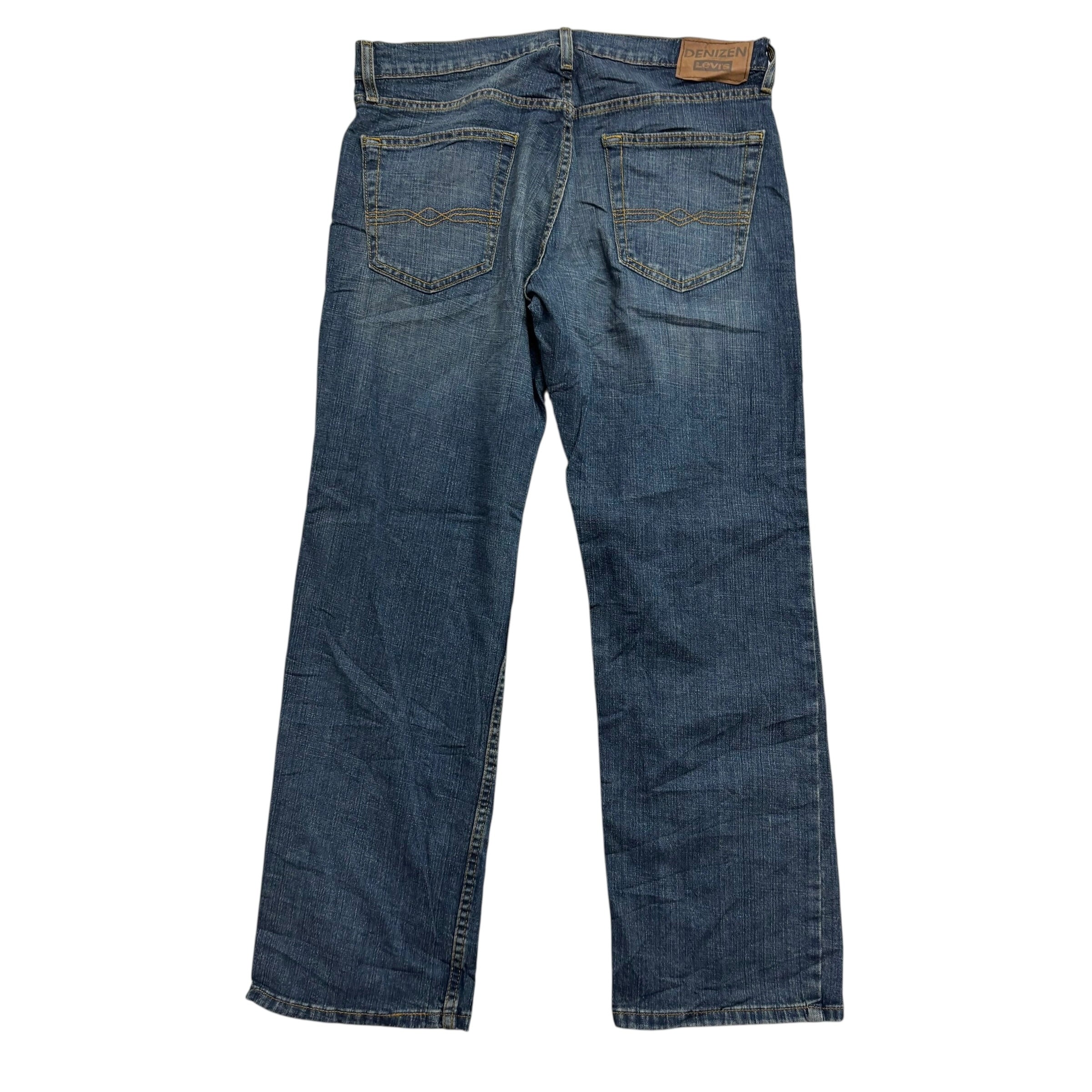 Levis Denizen Jeans W34 L30 Mens Dark Blue Relaxed Straight Fit Stretch (E)