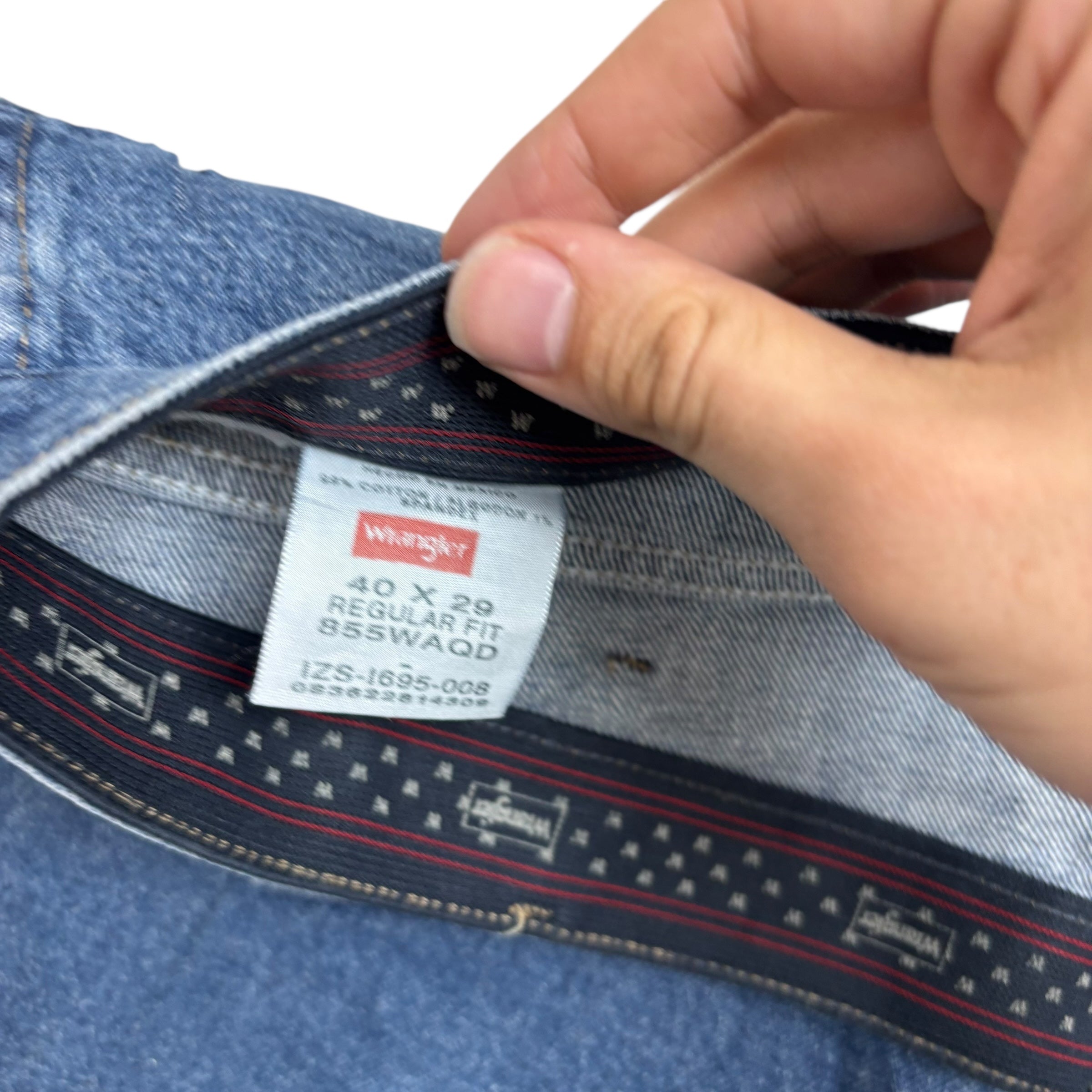 Wrangler Jeans W40 L29 Mens Mid Blue Relaxed Straight Fit Stretch Denim (E)