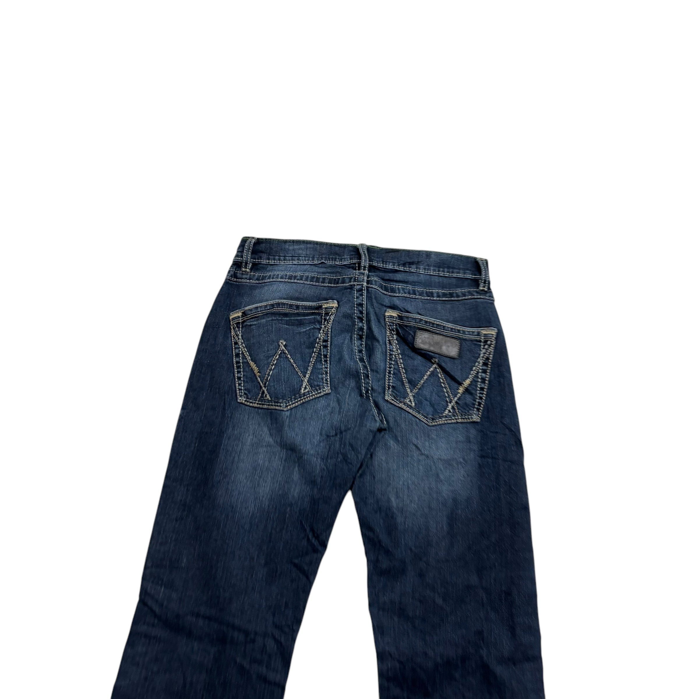 Wrangler Jeans W30 L32 Mens Dark Blue Regular Straight Fit Stretch Denim (E)