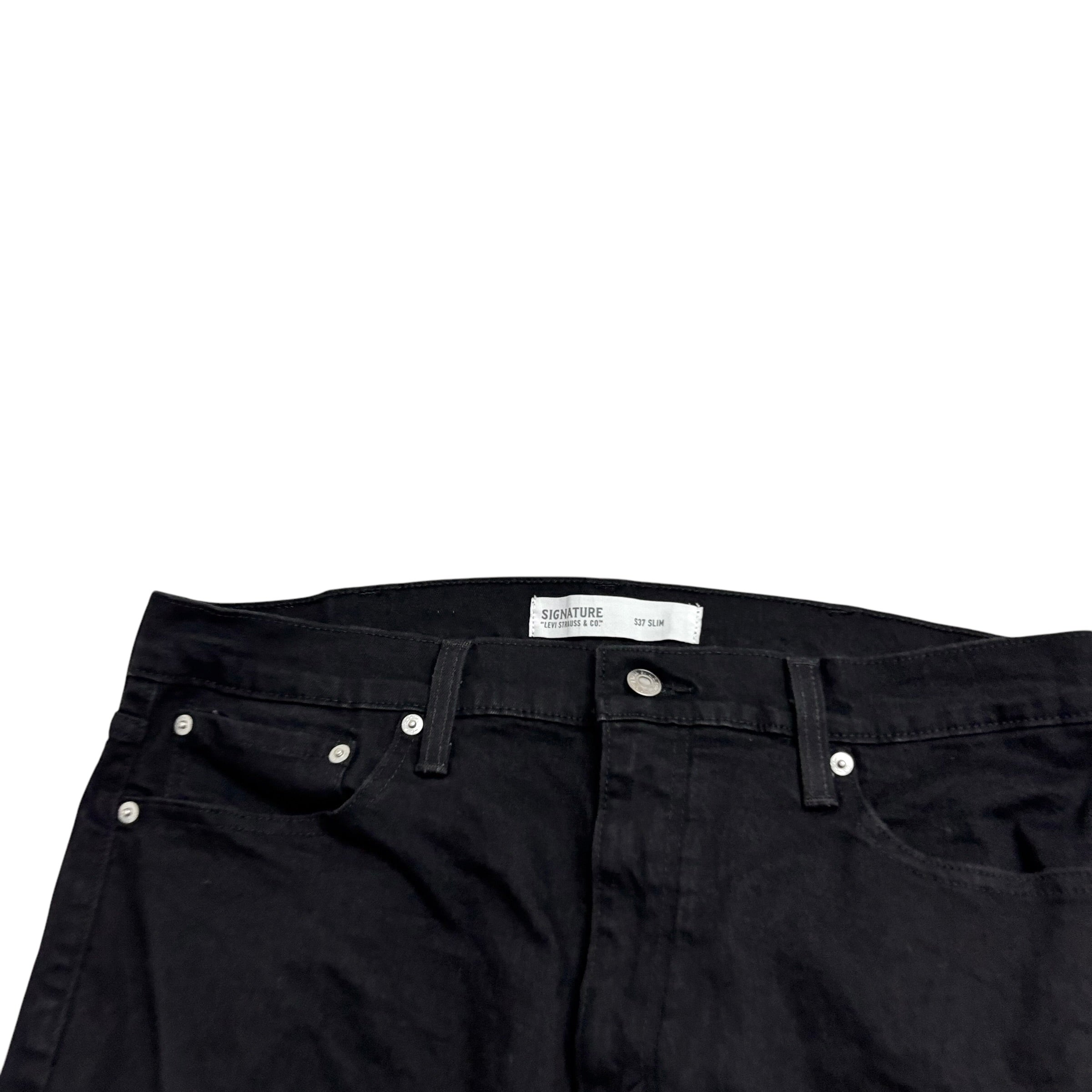 Levis Signature Jeans W38 L30 Mens Black Slim Fit Stretch Denim (E)