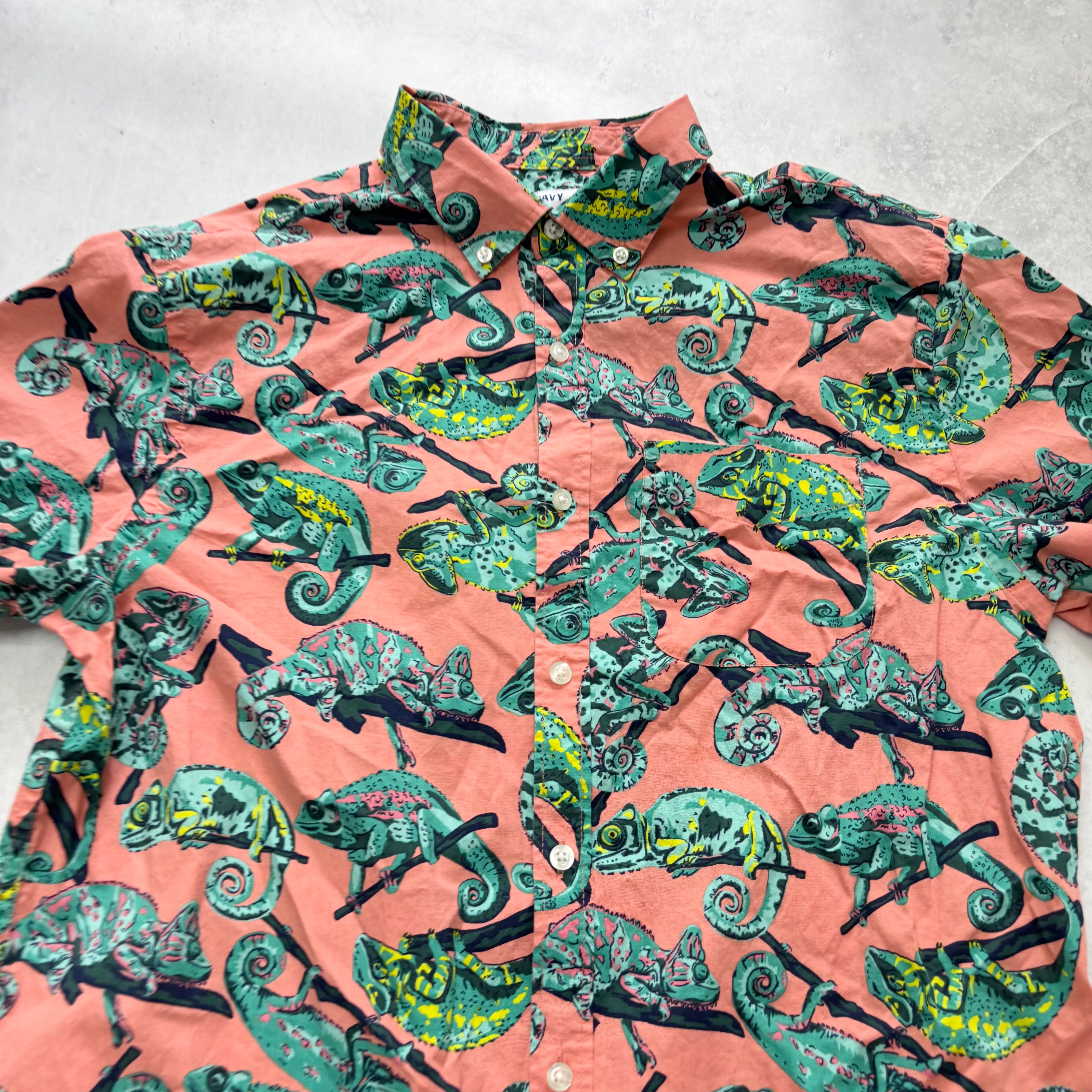 Hawaiian Shirt Mens Large Pink Floral Aloha Short Sleeve Cotton Slim Fit (E)