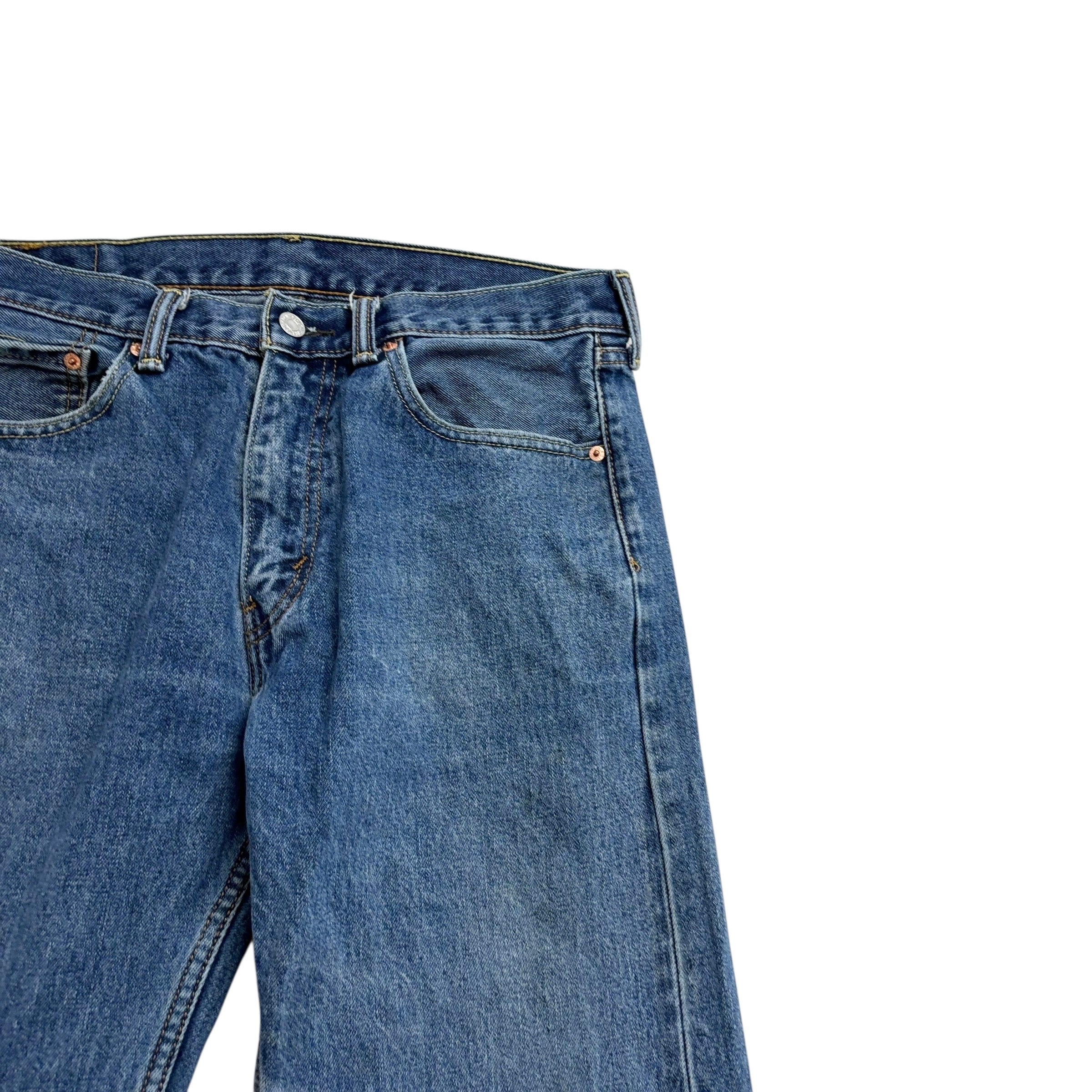 Levis 505 Jeans W33 L34 Mens Mid Blue Regular Straight Fit Denim (F)