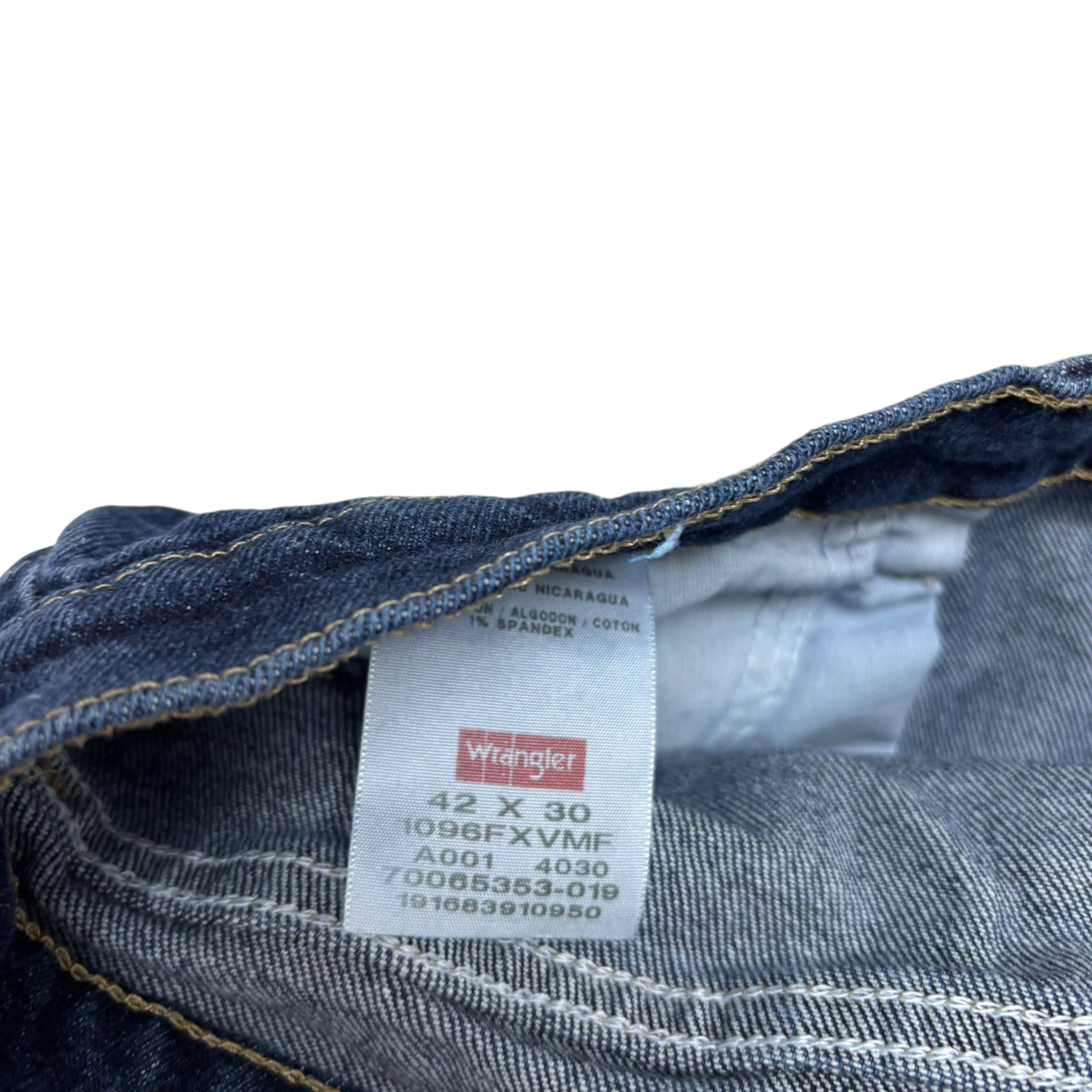 Wrangler Jeans W42 L30 Mens Dark Blue Regular Straight Fit Stretch Denim (E)