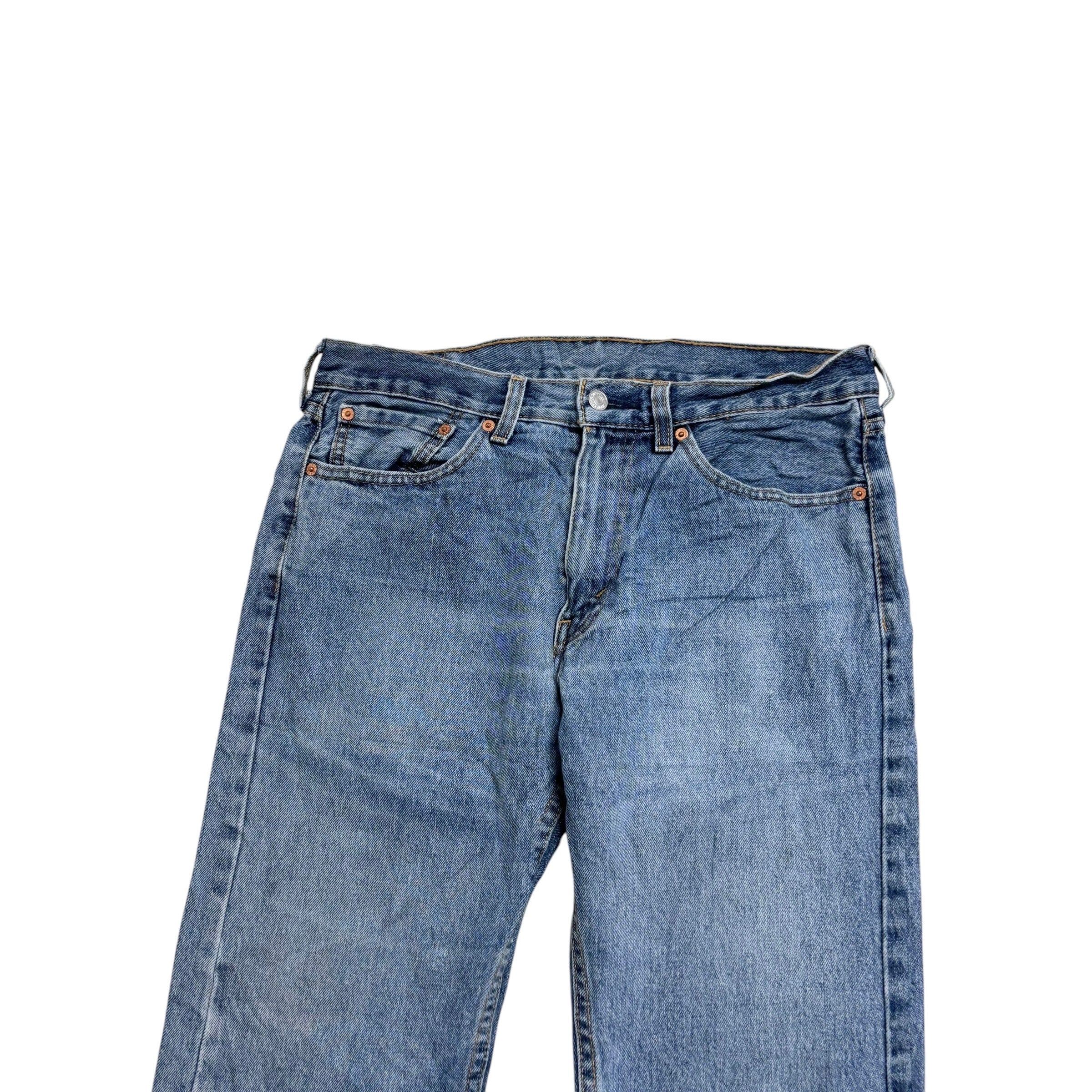 Levis 505 Jeans W32 L32 Mens Mid Blue Regular Straight Fit Vintage Denim (E)
