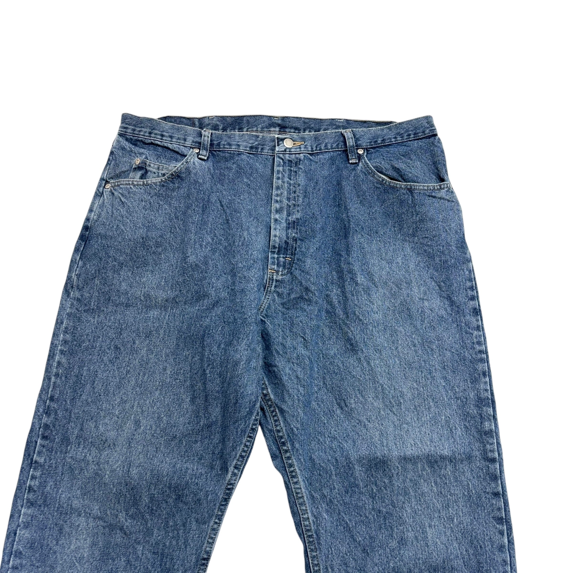 Wrangler Jeans W42 L30 Mens Mid Blue Relaxed Straight Fit Baggy Denim (E)