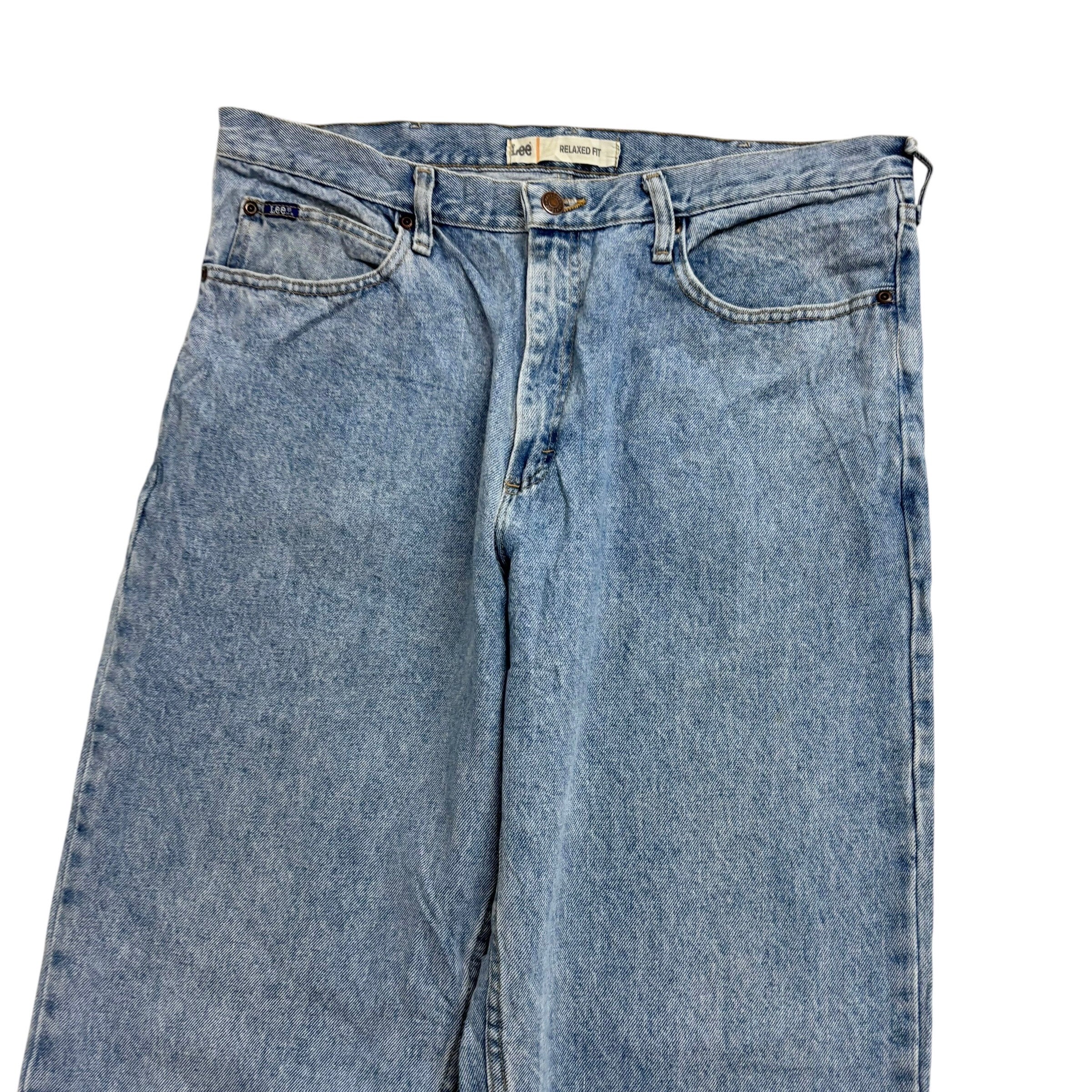 Lee Jeans W38 L32 Mens Light Blue Relaxed Straight Fit Vintage Denim (E)