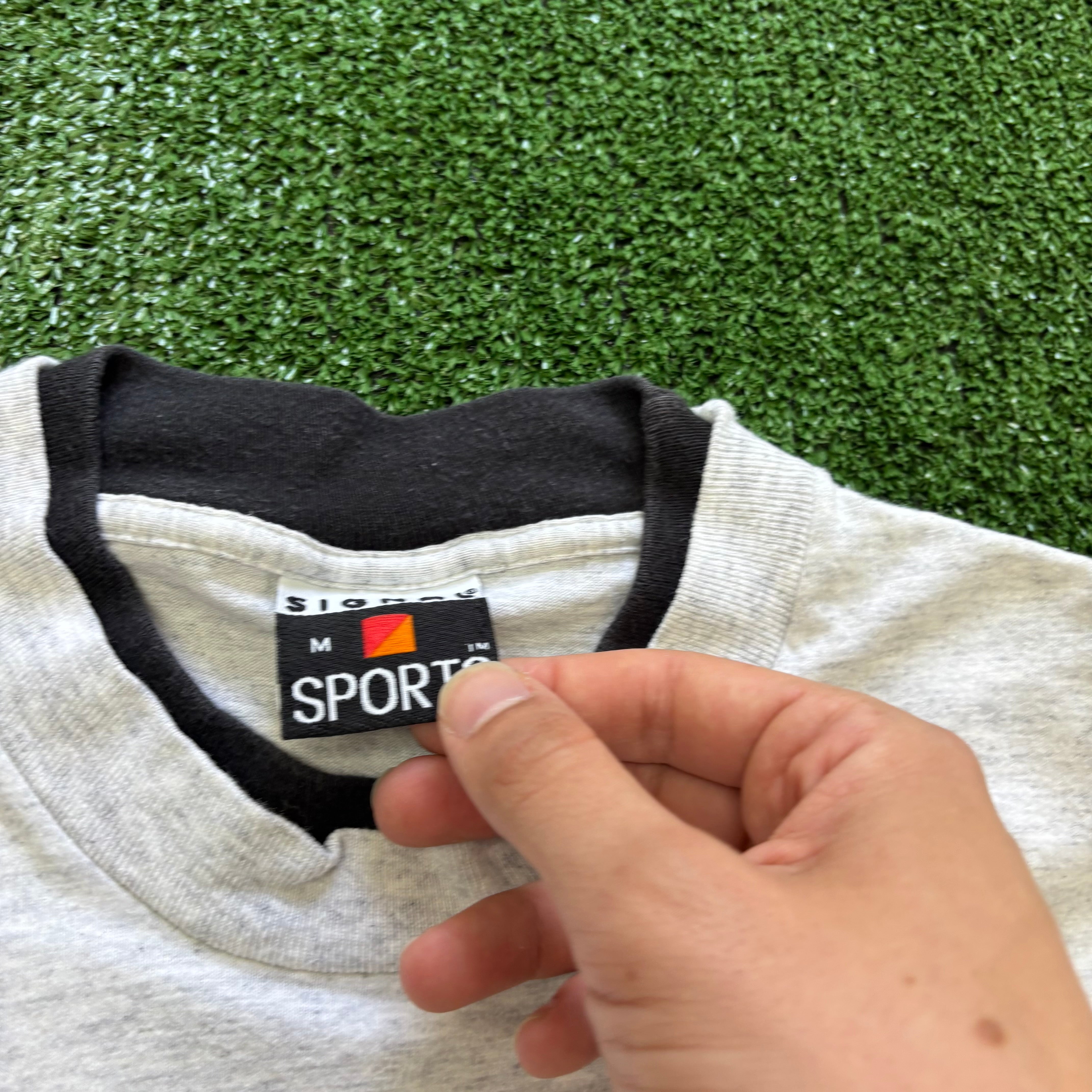 Vintage T Shirt Mens Small Grey Single Stitch Graphic Print 90s Baseball