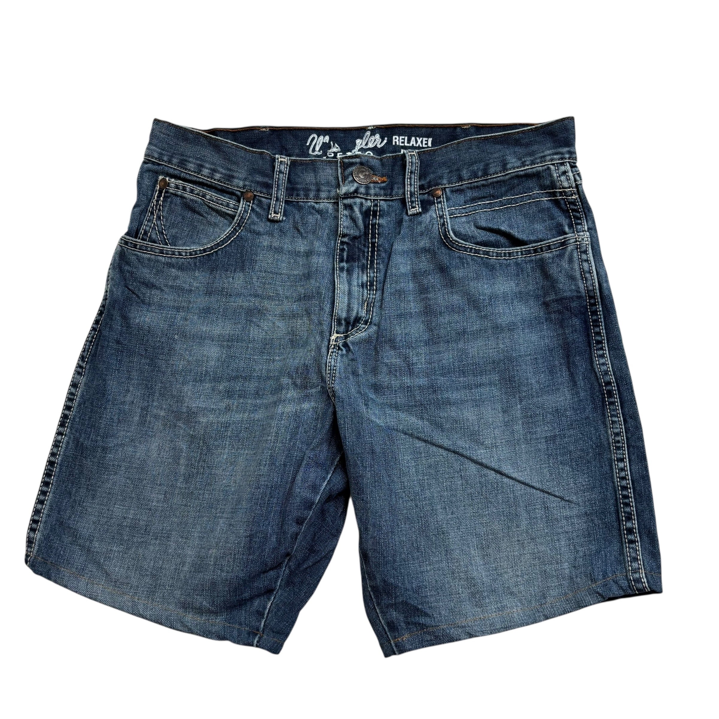 Wrangler Denim Shorts W32 Mens Dark Blue 9in Regular Fit