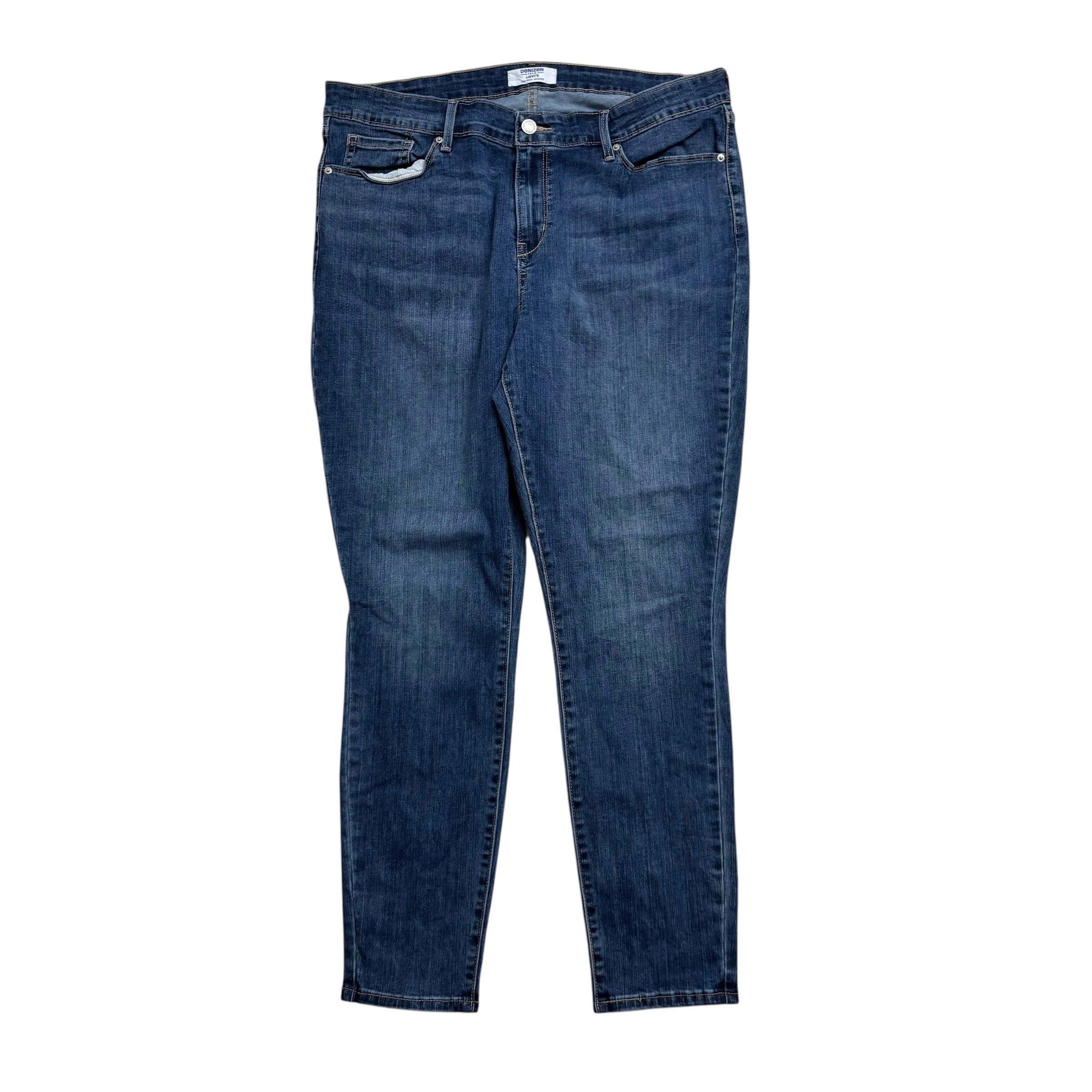 Levis Denizen Jeans W34 L29 Womens Skinny Fit Mid Blue Stretch Denim (E)