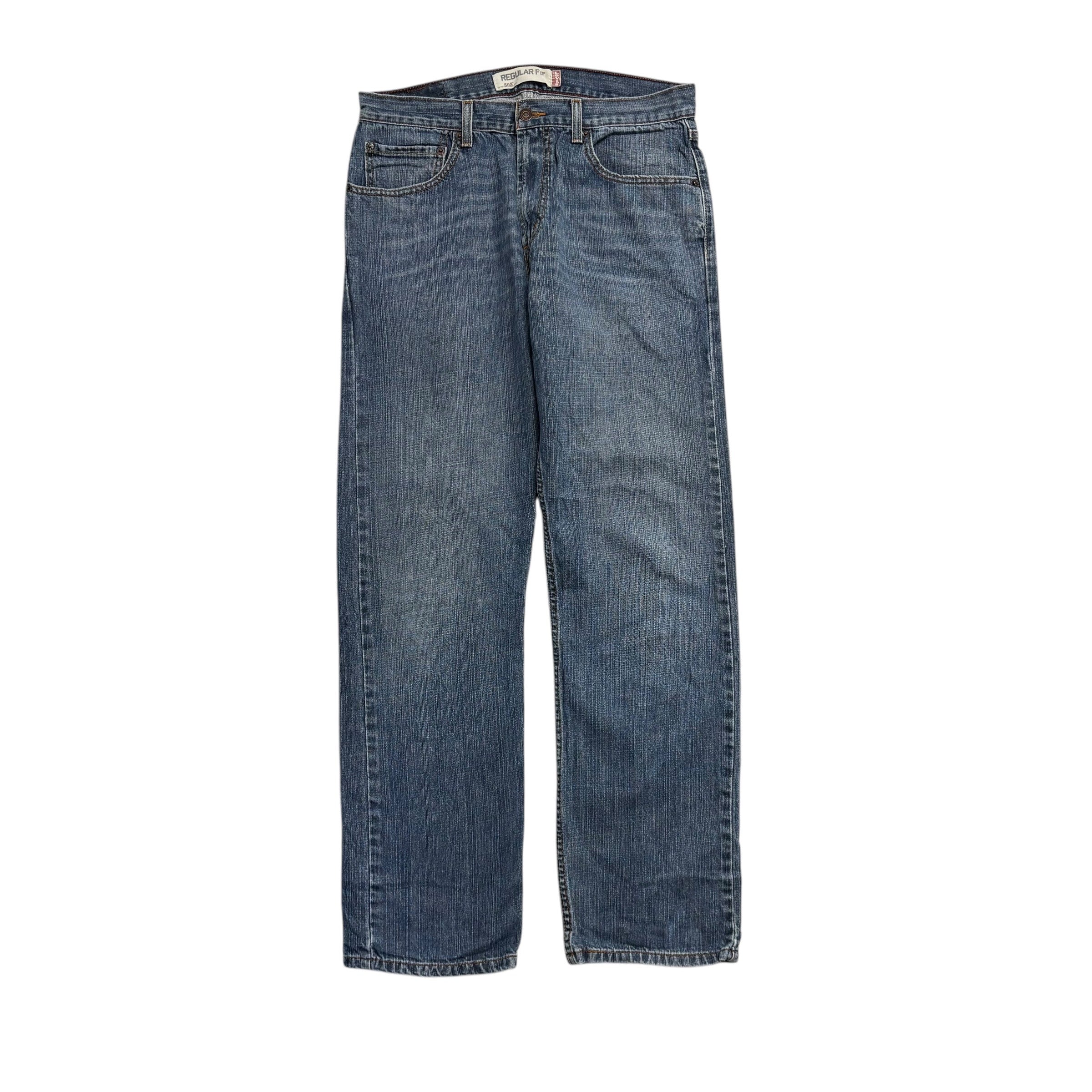Levis 505 Jeans W32 L32 Mens Mid Blue Regular Straight Fit Vintage Denim (E)