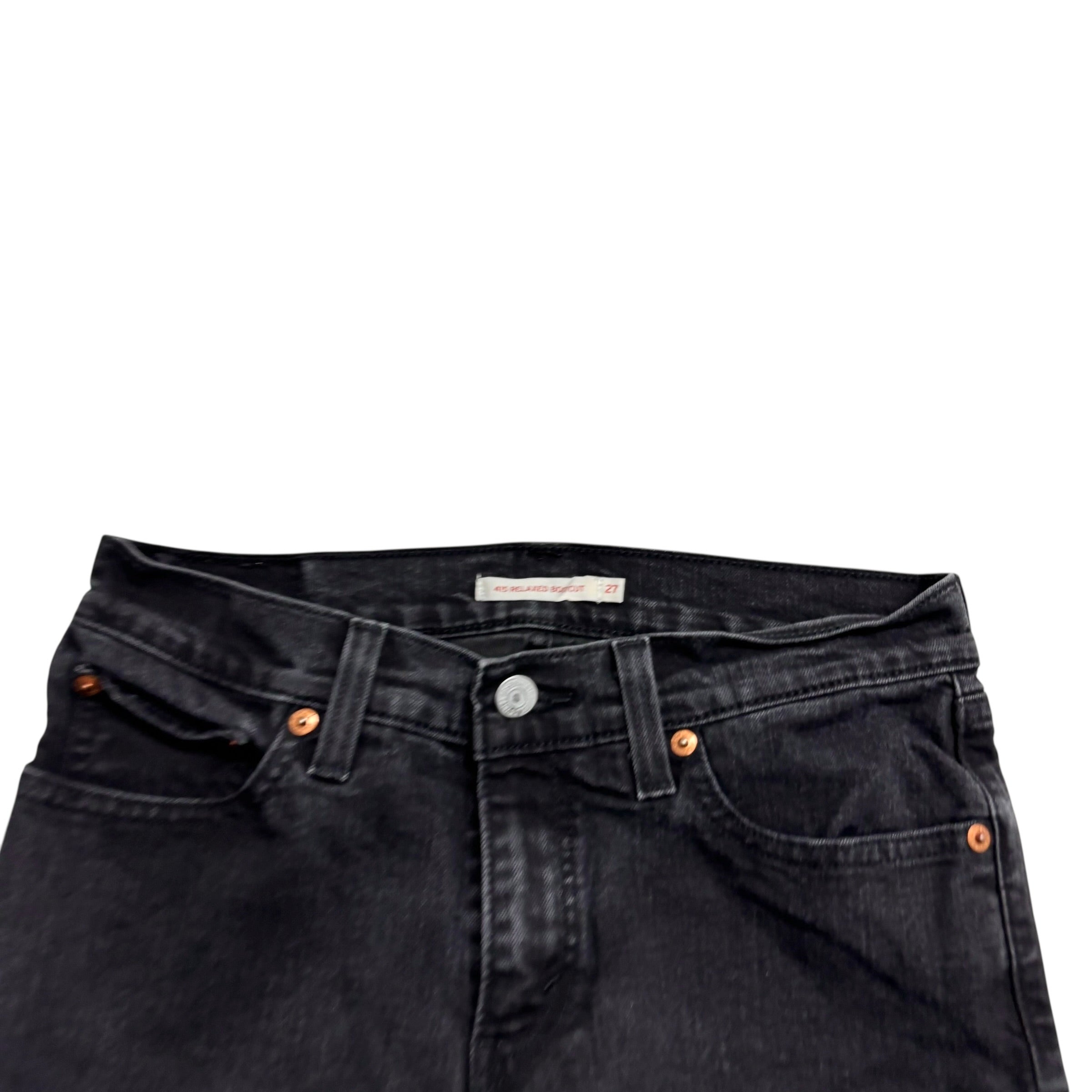 Levis 415 Jeans W27 L34 Womens Relaxed Bootcut Fit Black Stretch Denim