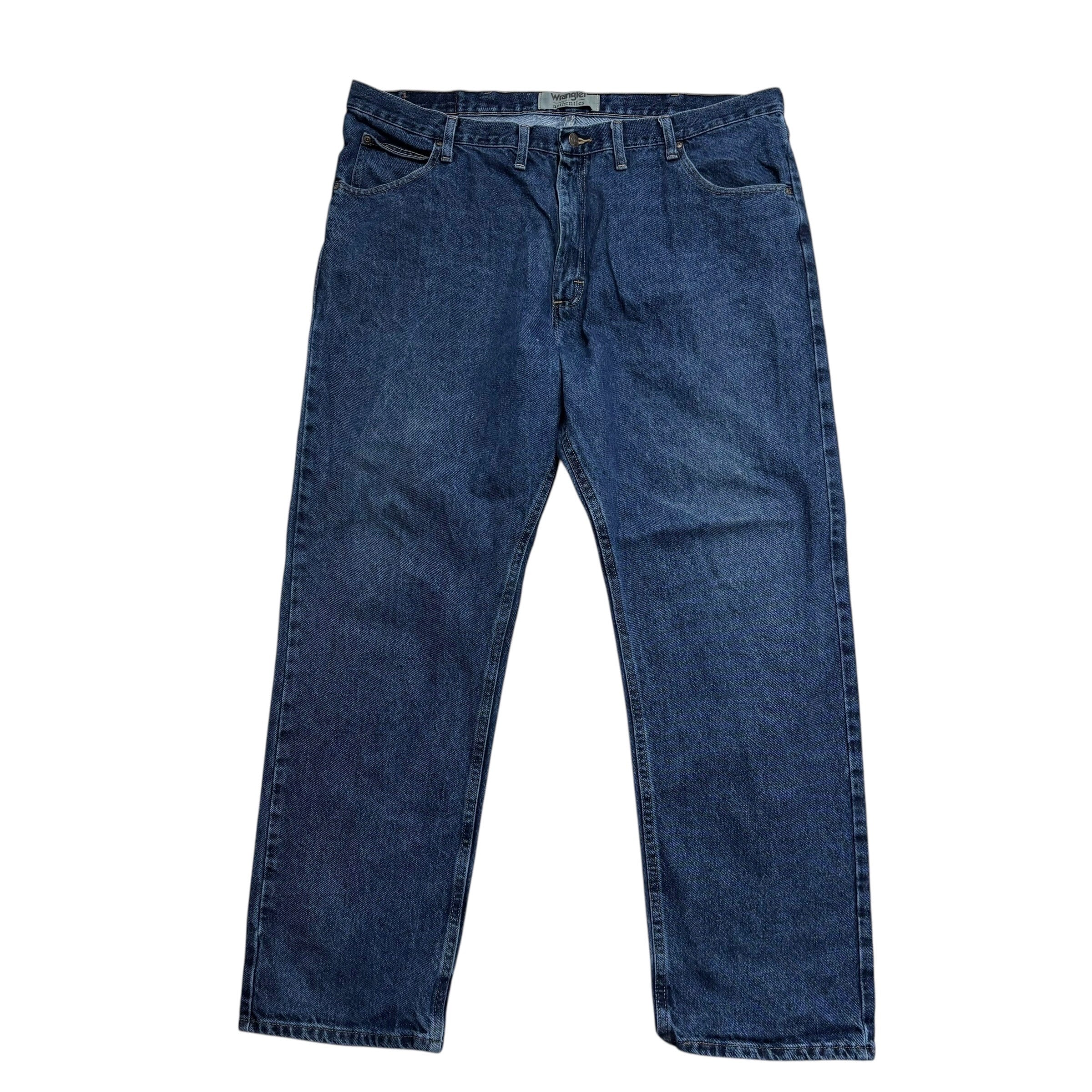 Wrangler Jeans W44 L32 Mens Mid Blue Relaxed Straight Fit Denim (E)