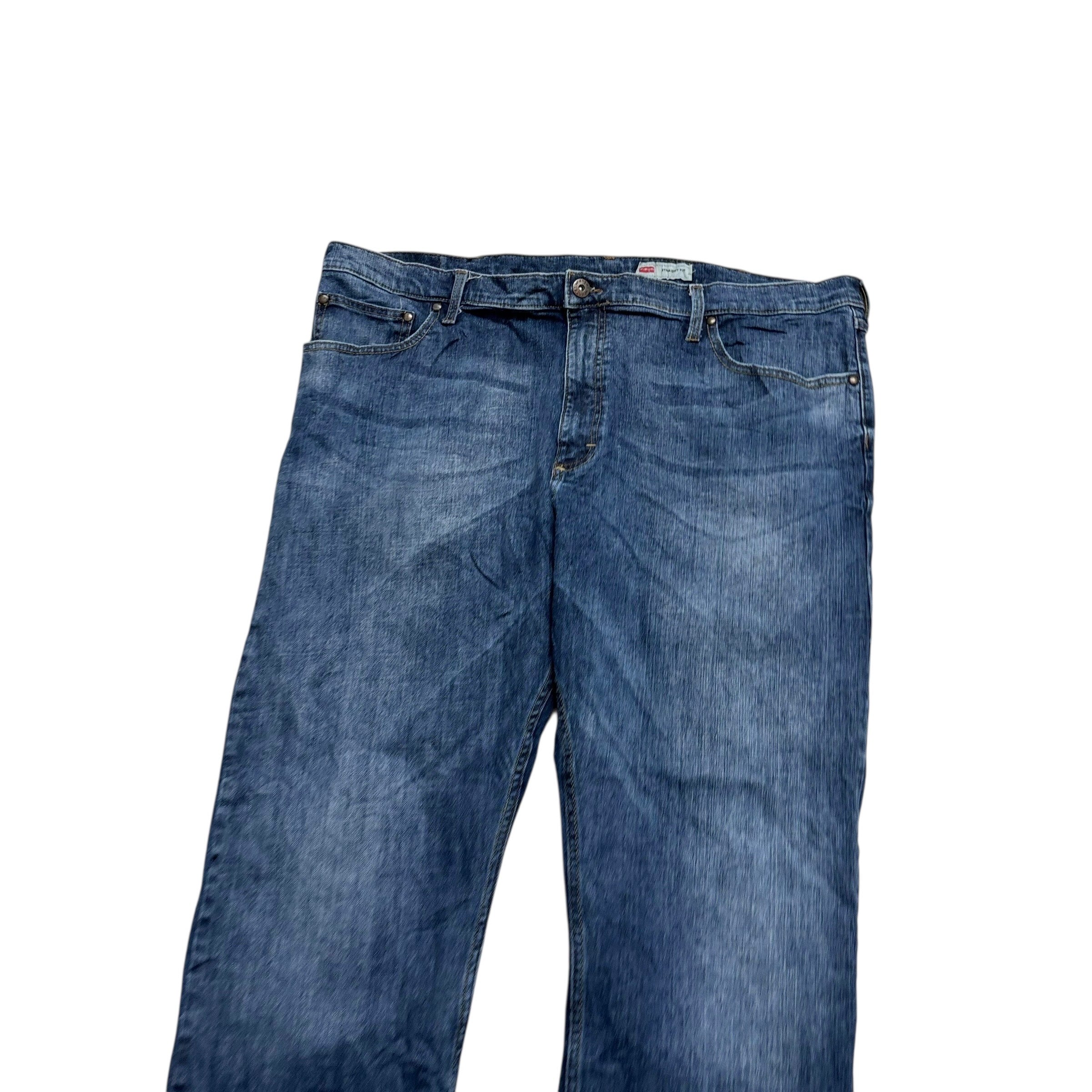 Wrangler Jeans W44 L30 Mens Dark Blue Regular Straight Fit Stretch Denim (E)