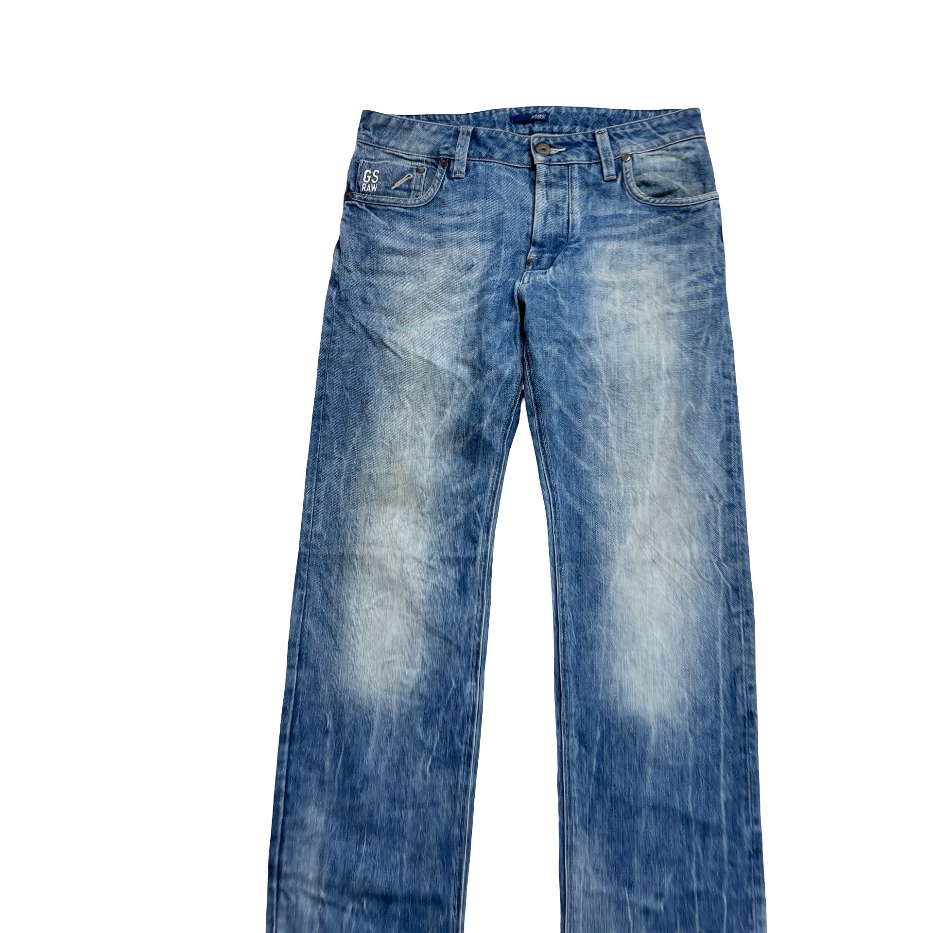 G Star Attacc Jeans W32 L34 Mens Mid Blue Low Straight Fit Denim