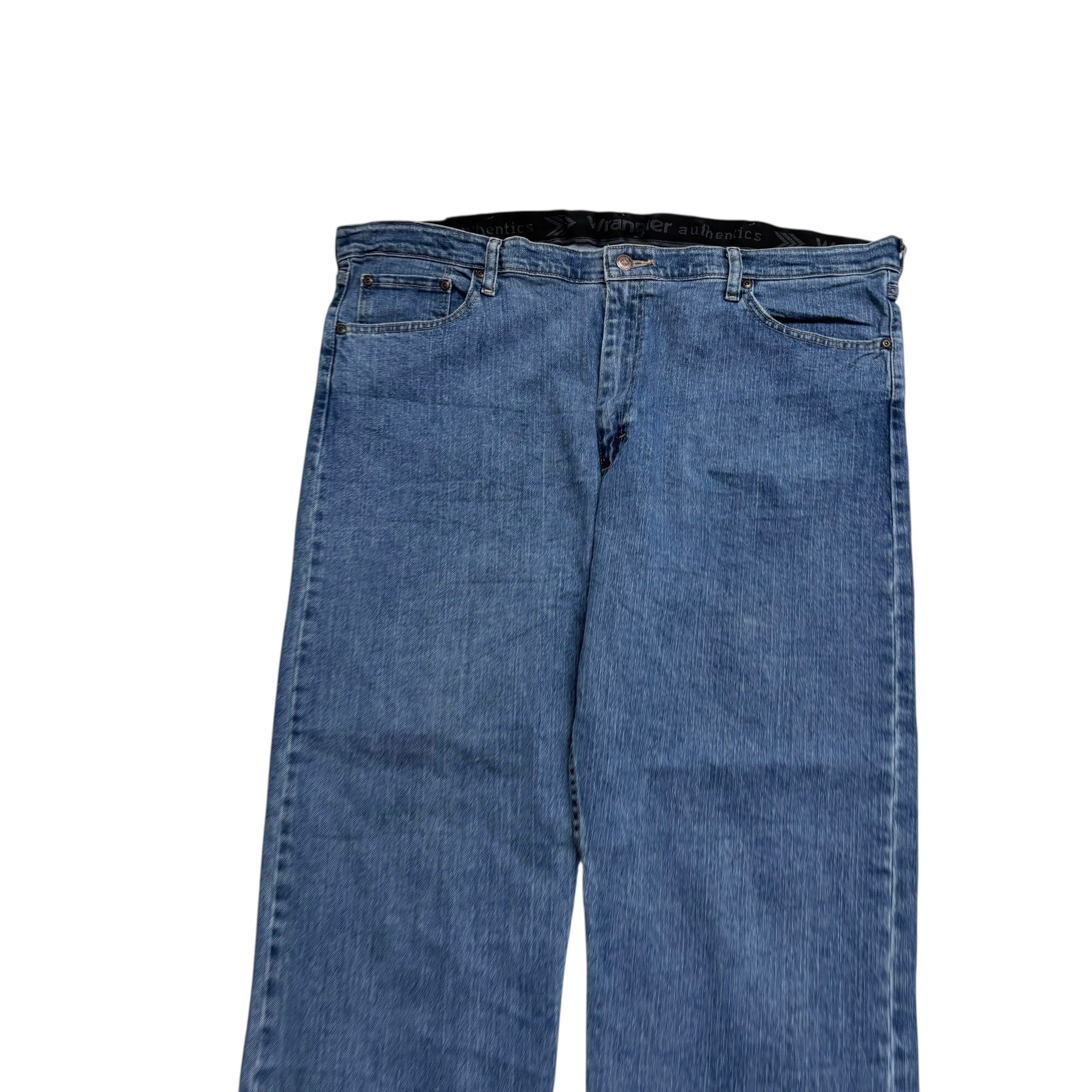 Wrangler Jeans W42 L32 Mens Mid Blue Regular Straight Fit Stretch Denim (E)